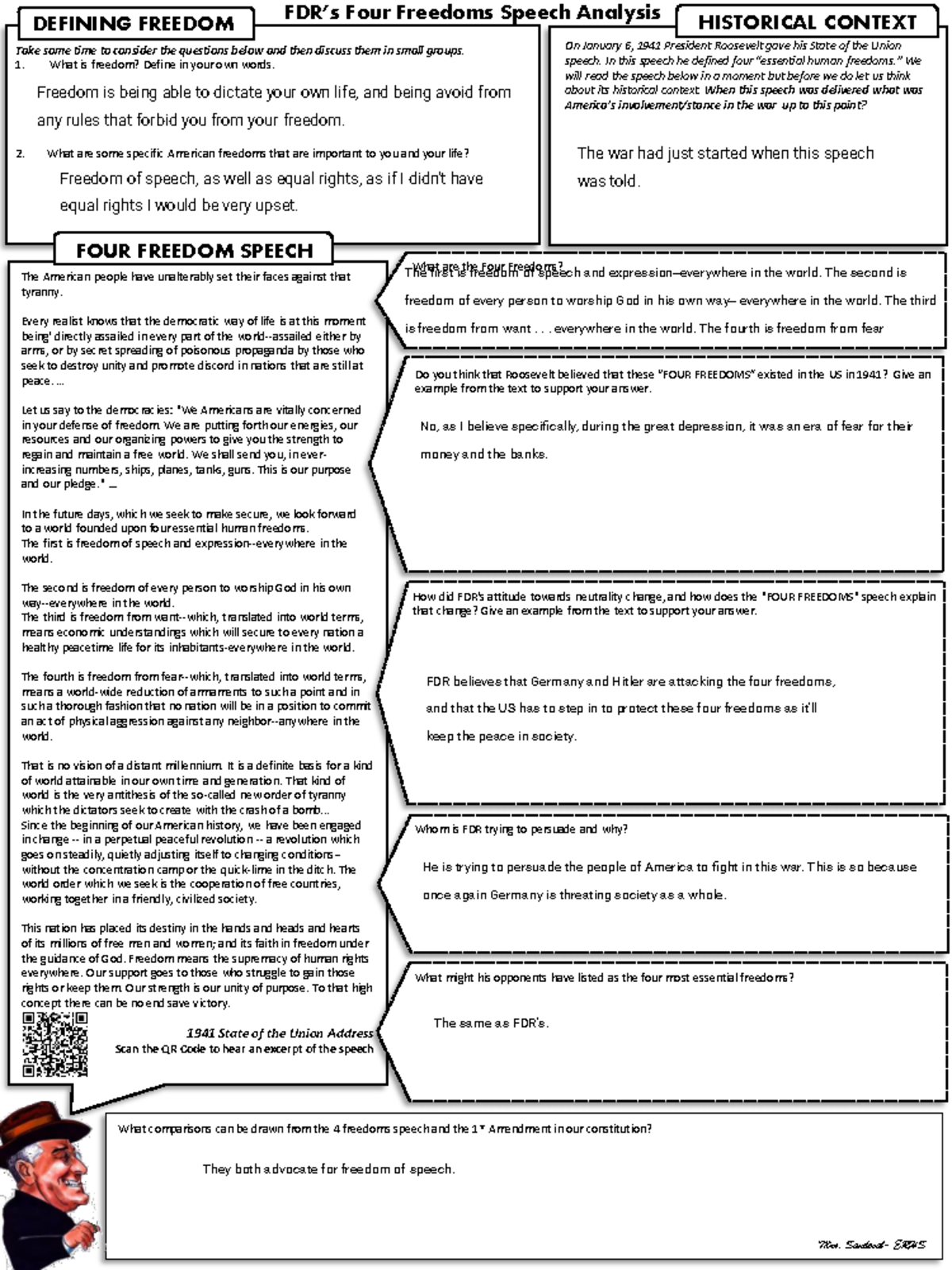 FDR's Four Freedoms Speech Analysis and Art Interpretation