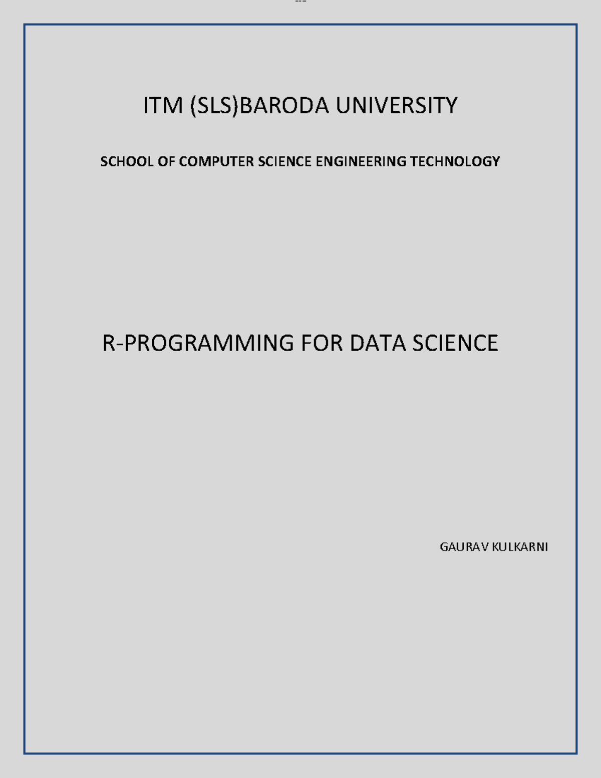 RPD-Notes-2022: Fundamentals of R Programming for Data Science - Studocu