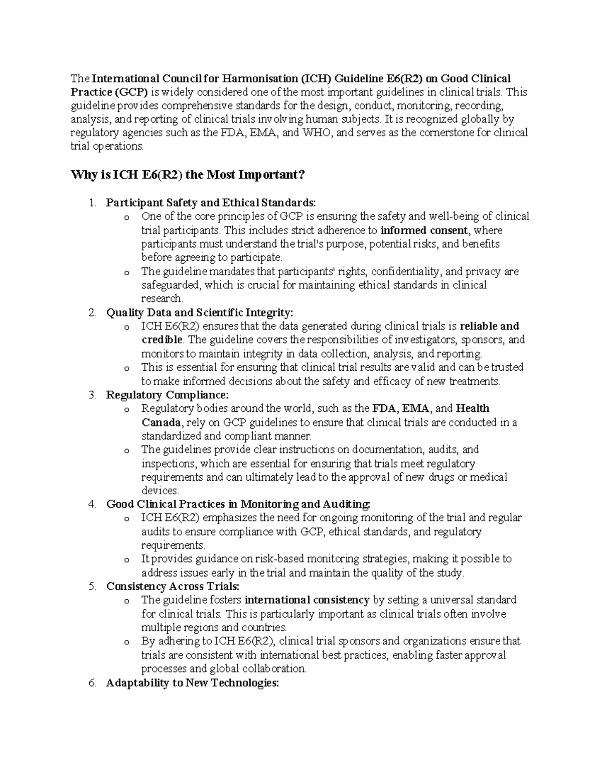International Council for Harmonisation (ICH) Guideline E6(R2) - This ...