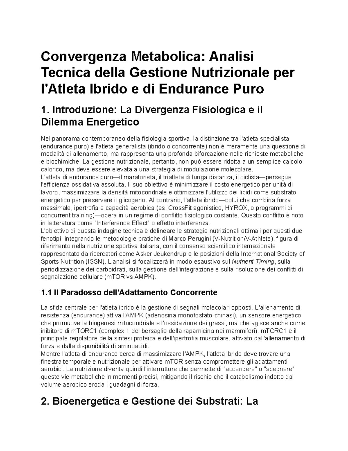 Nutrizione Atleta Ibrido e Endurance: Strategie e Analisi Tecnica - Studocu