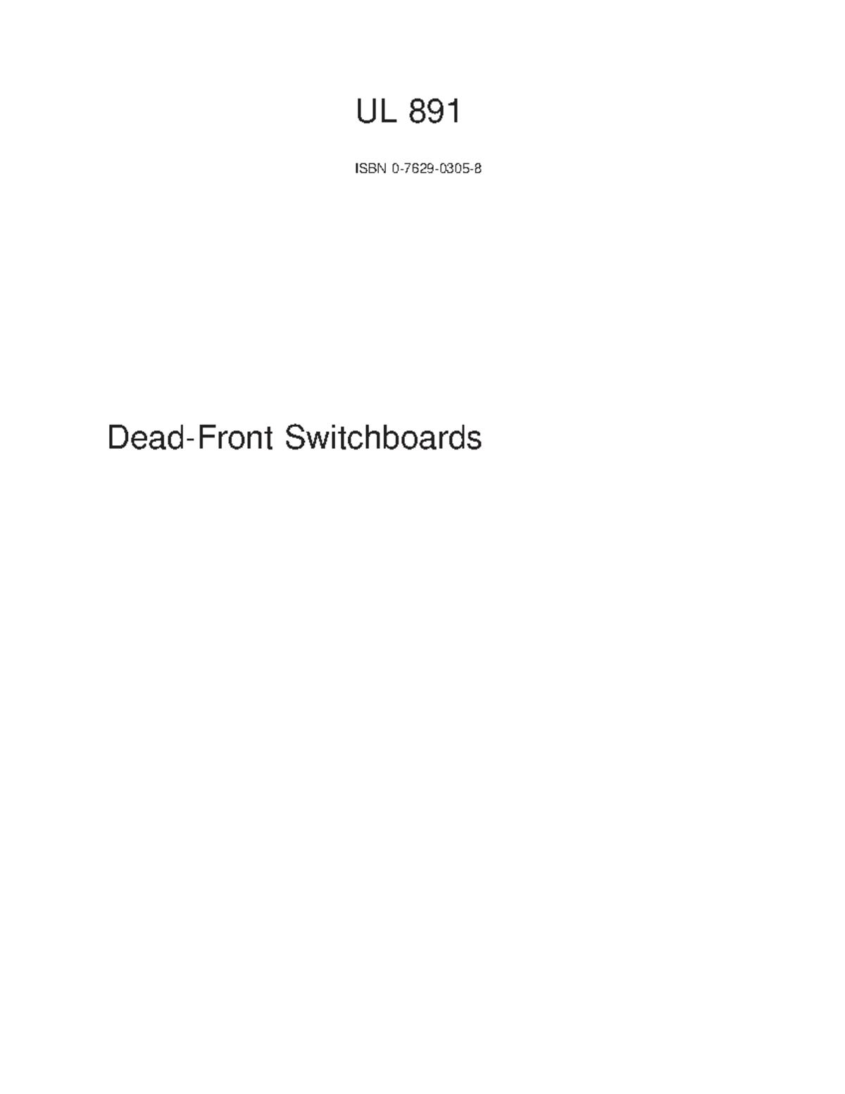 UL 891 Standard for Dead-Front Switchboards - February 2003 - Studocu