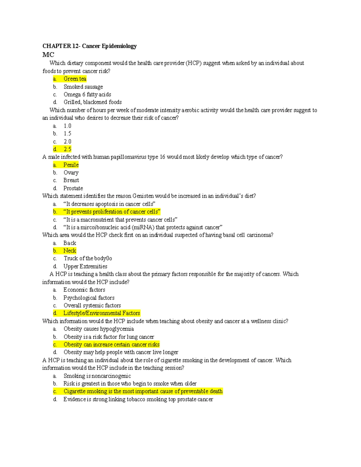 Patho Exam 3 - Cancer Epidemiology and Hematologic Function Notes - Studocu