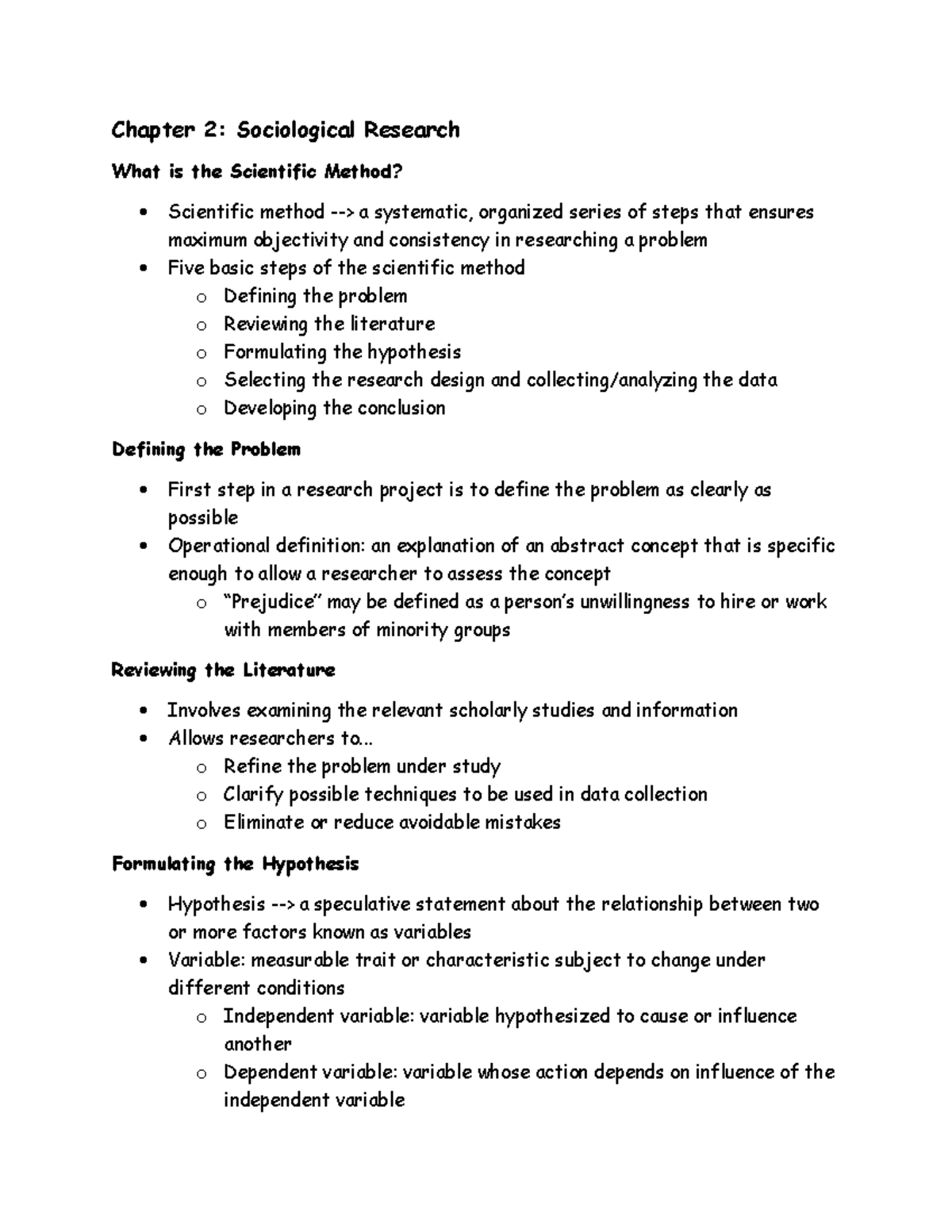 Sociological Research: Chapter 2 Lecture Notes Overview - Studocu