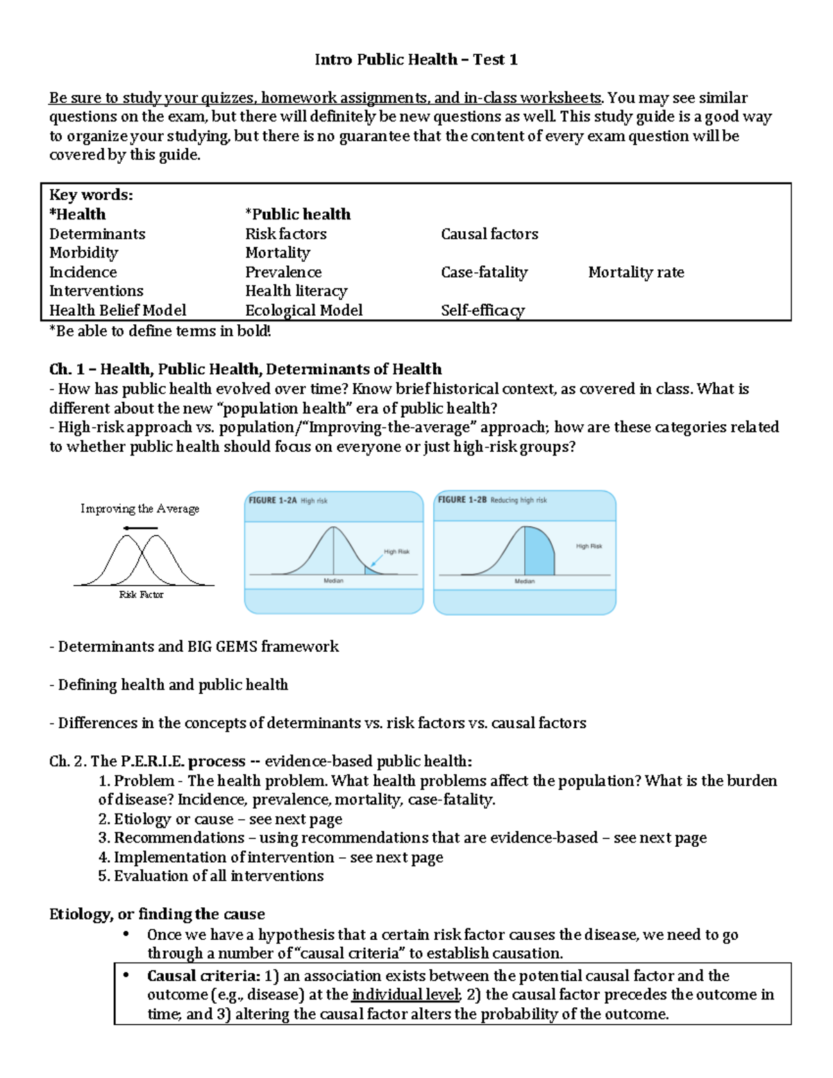 Intro to Public Health Test 1 Study Guide: Key Concepts & Models - Studocu