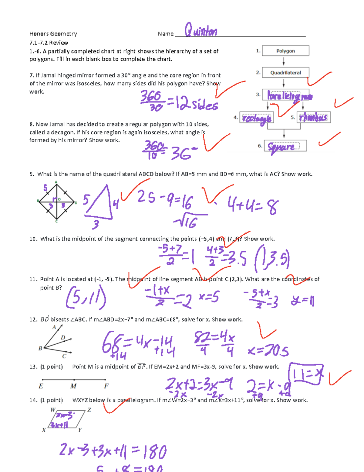Honors Geometry 7.1-7.2 Review Notes for Mkxm - Studocu