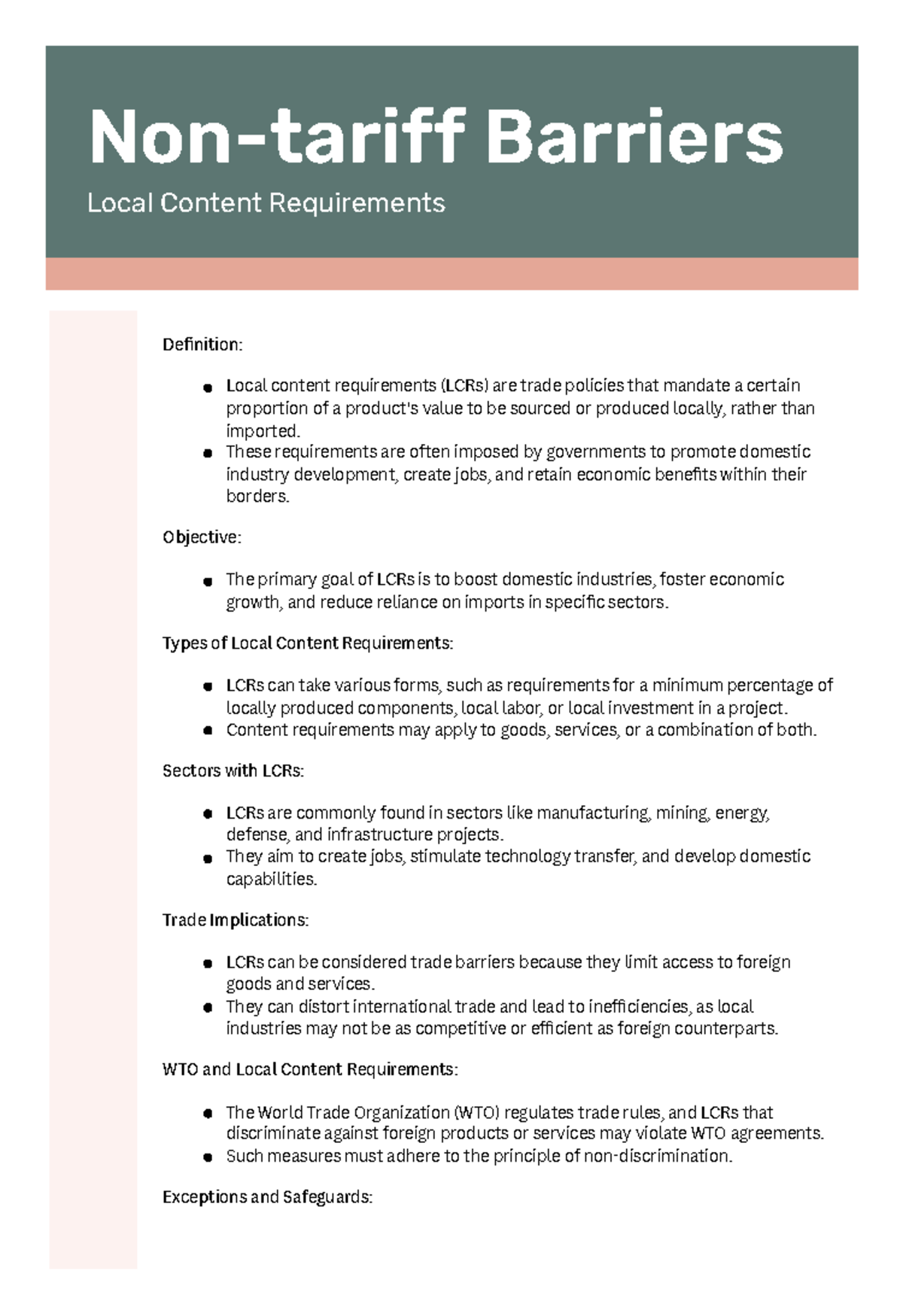 Local Content Requirements in Trade: Barriers & Implications - Studocu