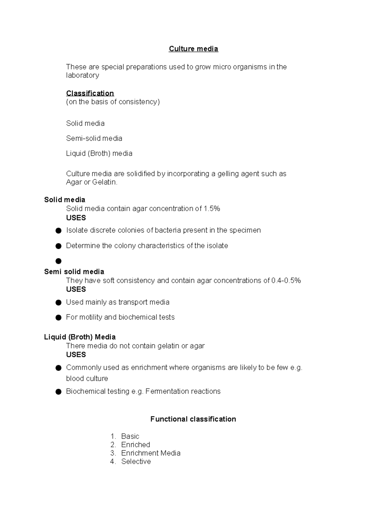 Culture Media Practical Notes 2023: Types and Preparation Methods - Studocu