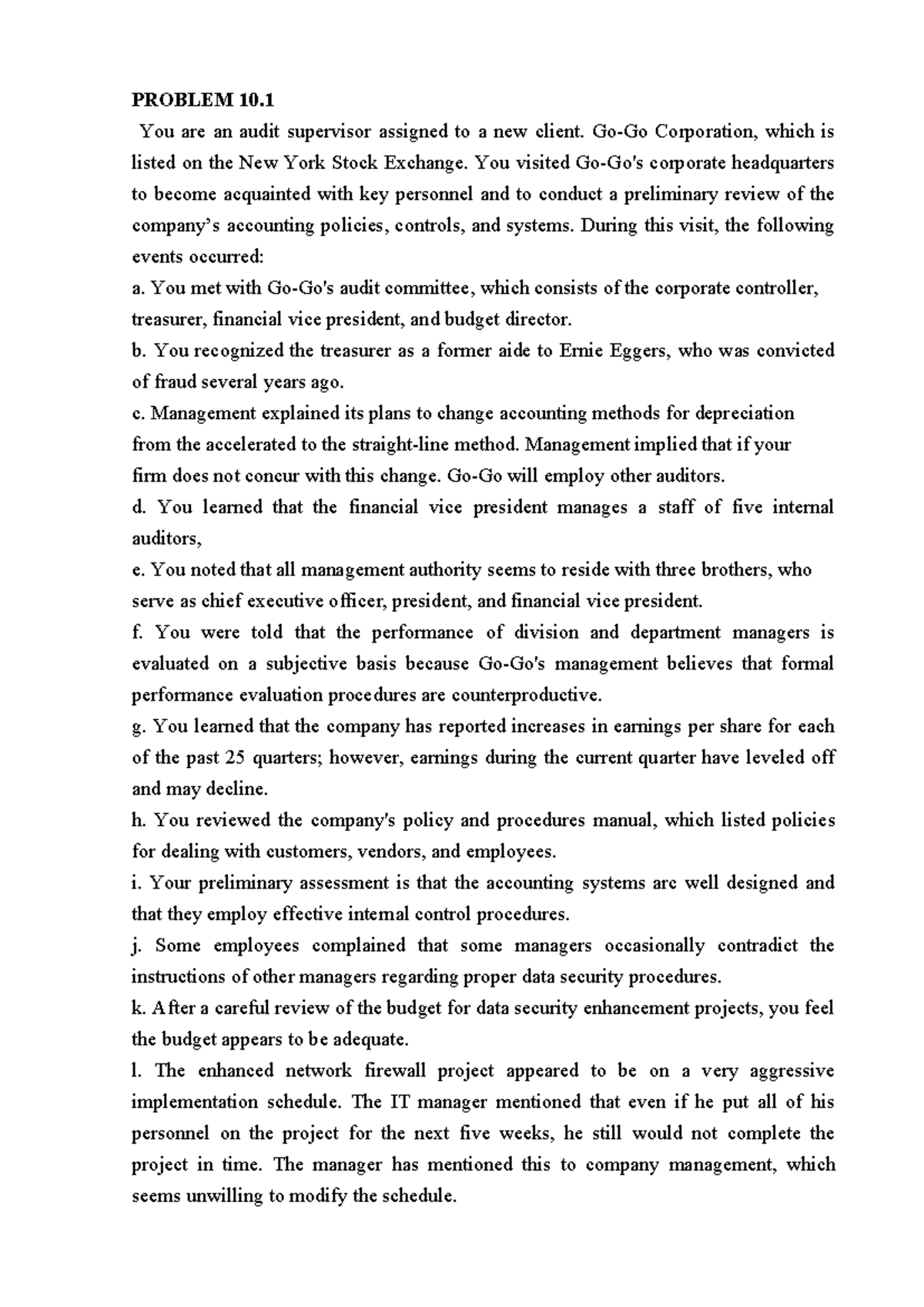 Problem 10 and 11 - Audit and access control matrix exercises - Studocu
