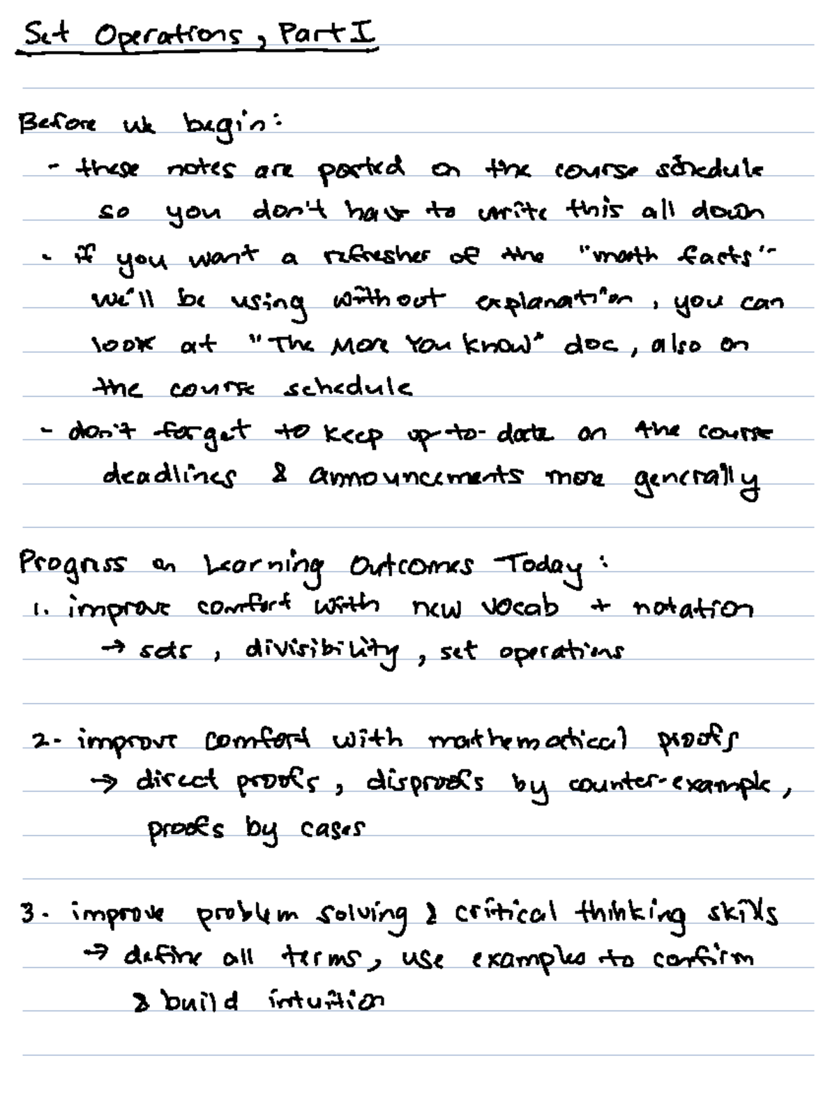 Set Operations (MATH 101) - Lecture Notes Part I - Studocu
