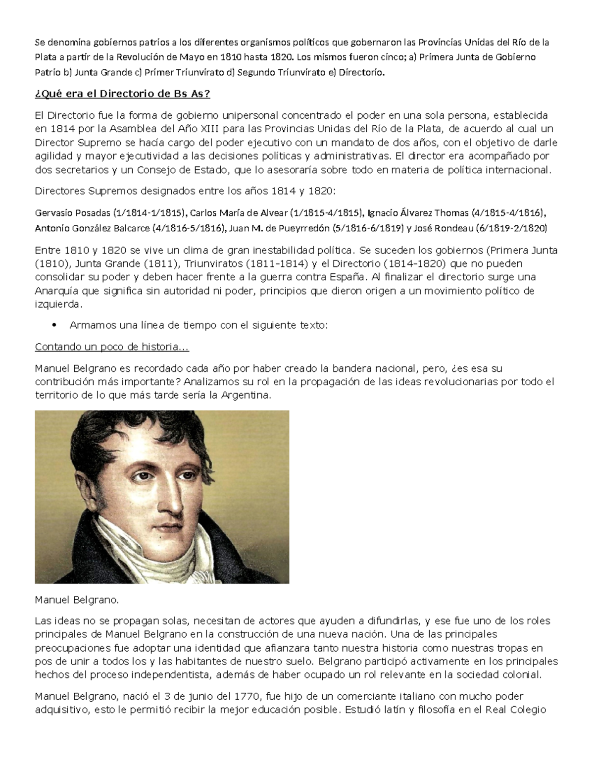 Gobiernos Patrios y el Rol de Manuel Belgrano en la Revolución (INFO ...