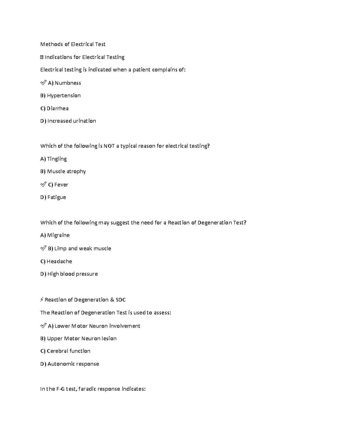 Methods of Electrical Testing: Key Concepts and Indications - Studocu