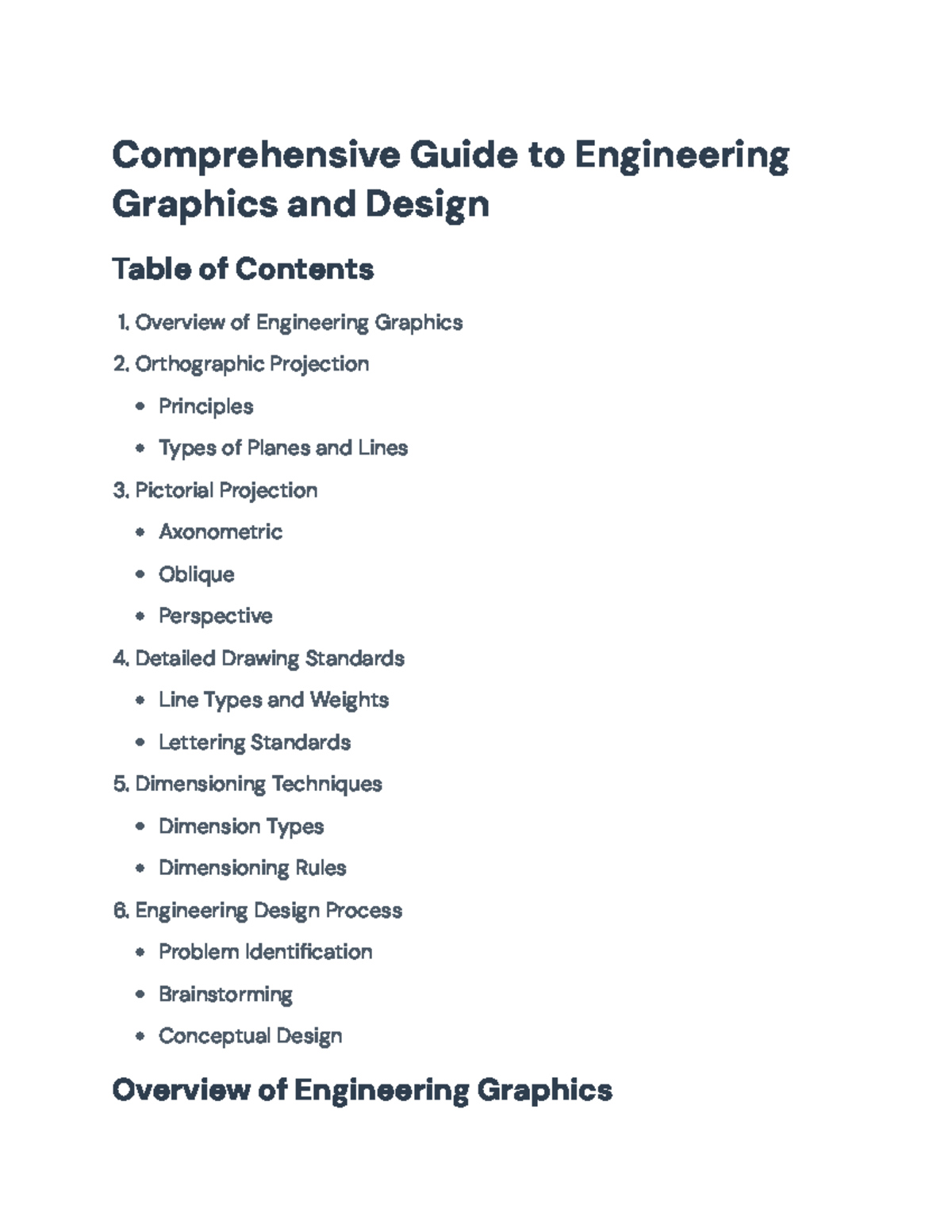 Comprehensive Guide to Engineering Graphics and Design Process ...