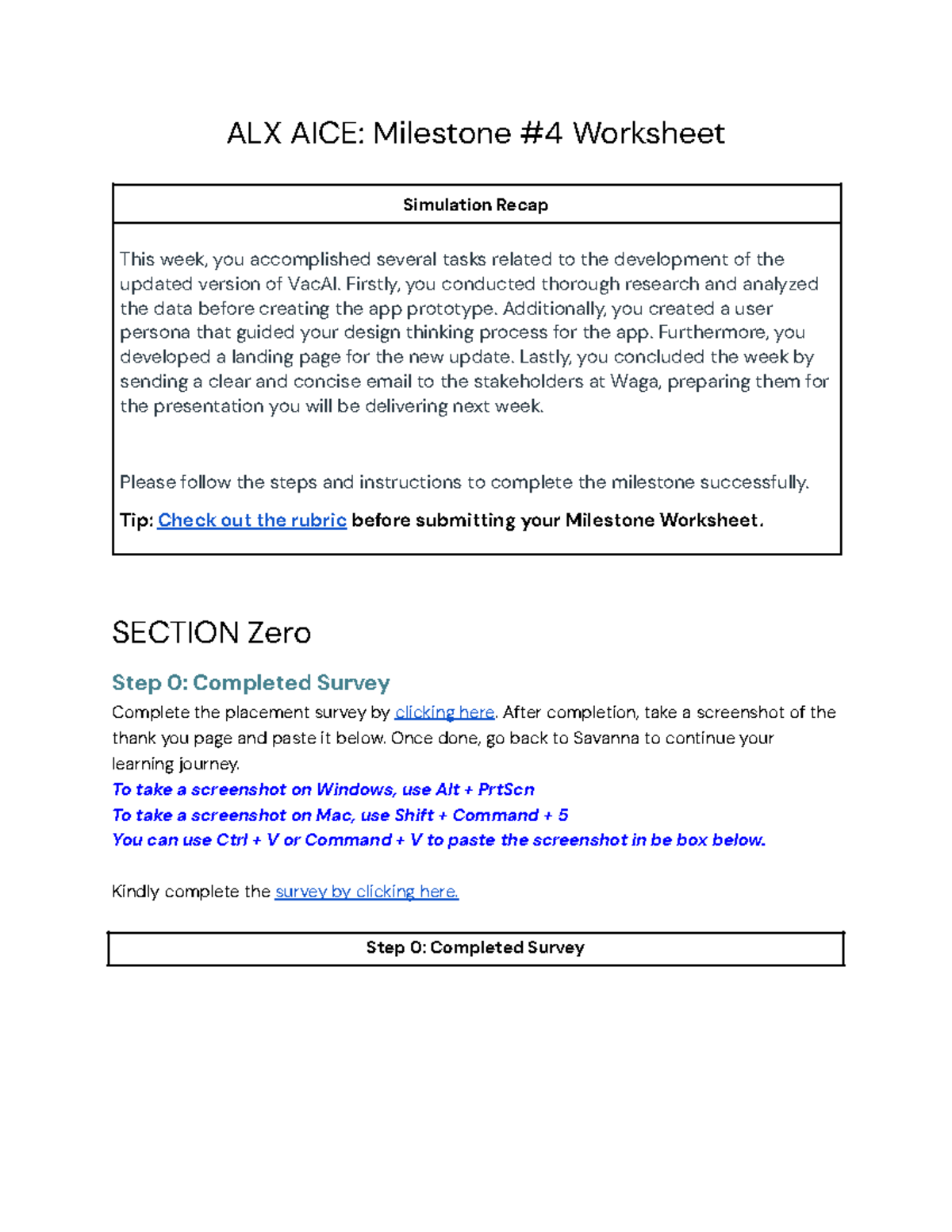 ALX AICE: Milestone #4 Worksheet Simulation Overview - Studocu