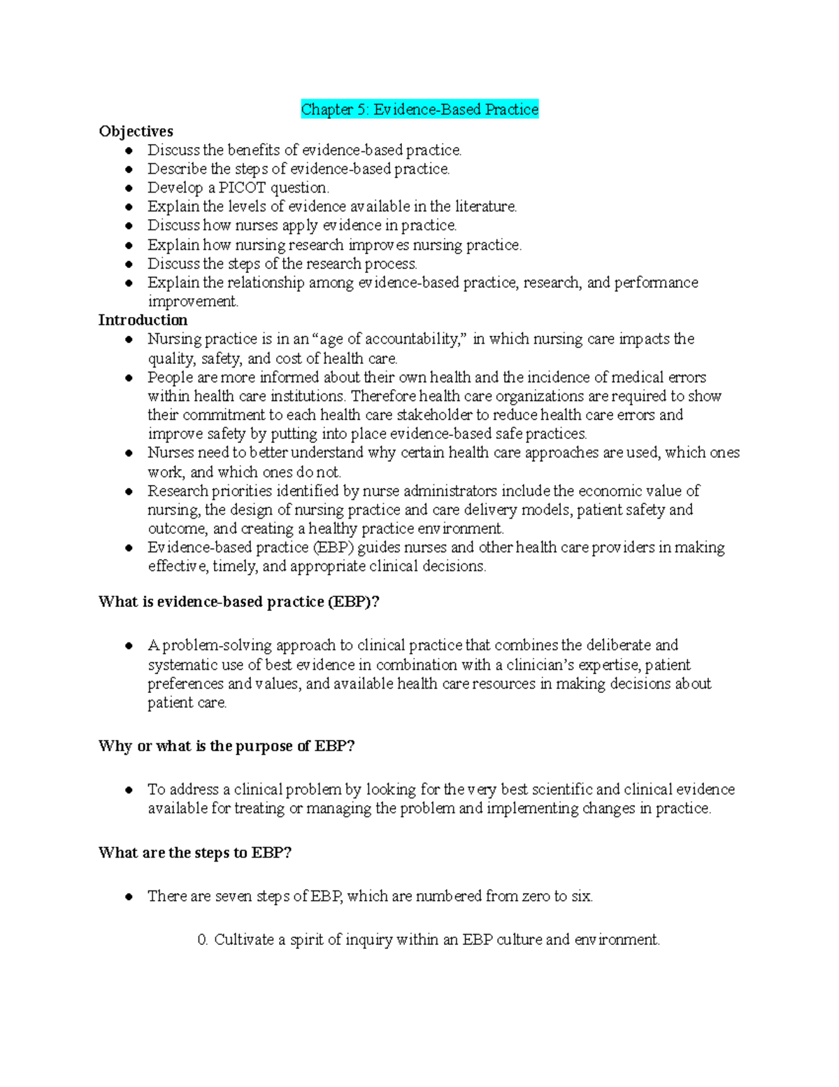 Chapter 5 EBP Notes: Understanding Evidence-Based Practice - Studocu
