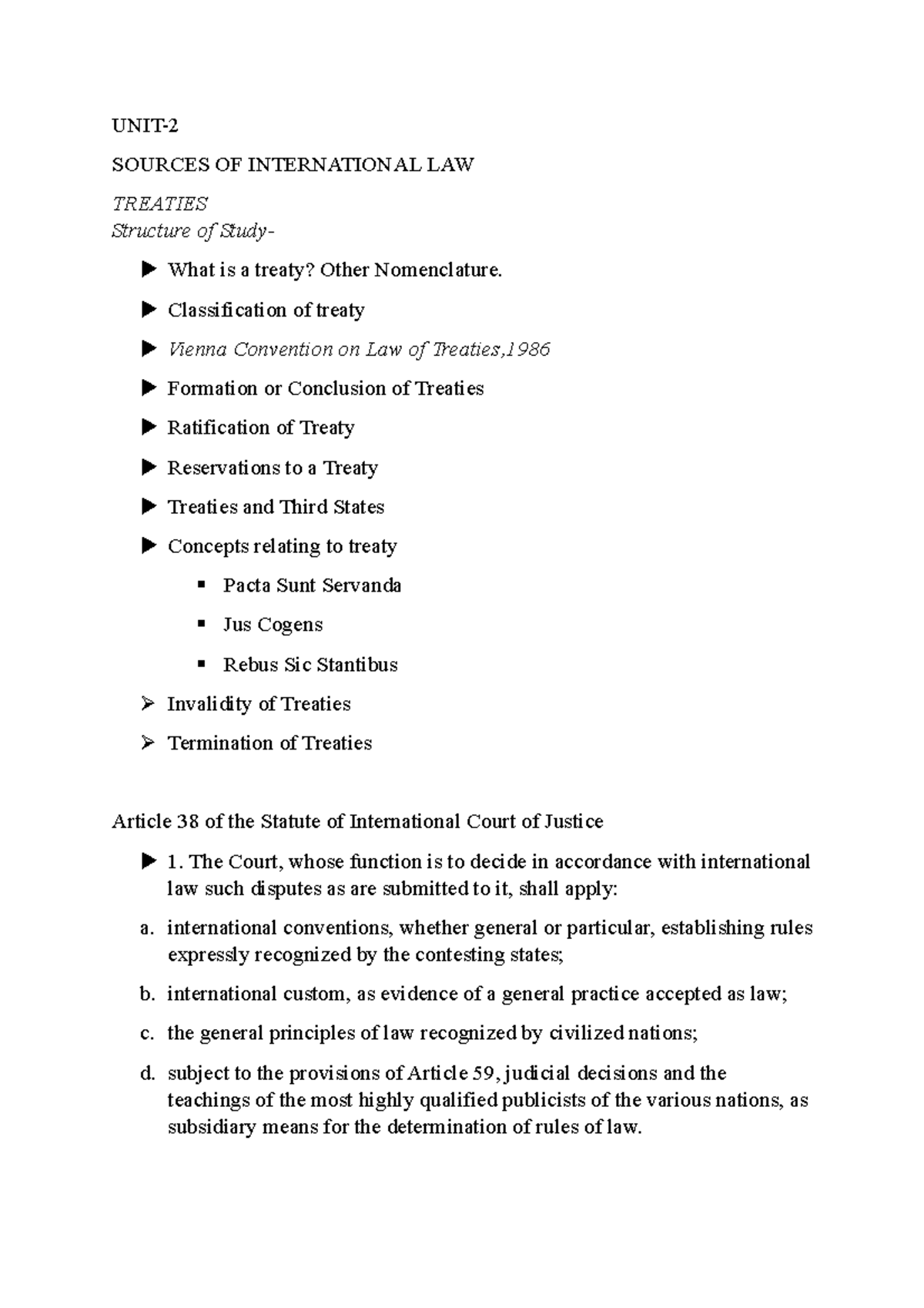 INTERNATIONAL LAW- Treaties & International Customs as sources of Int ...