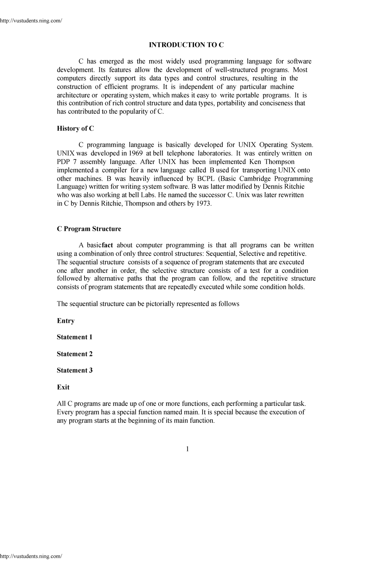 CS301 Data Structures: Concise Notes on C Programming Concepts - Studocu