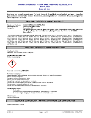 Ficha de Datos de Seguridad (FDS) PRONATE TRG192 - Manejo Seguro - Studocu