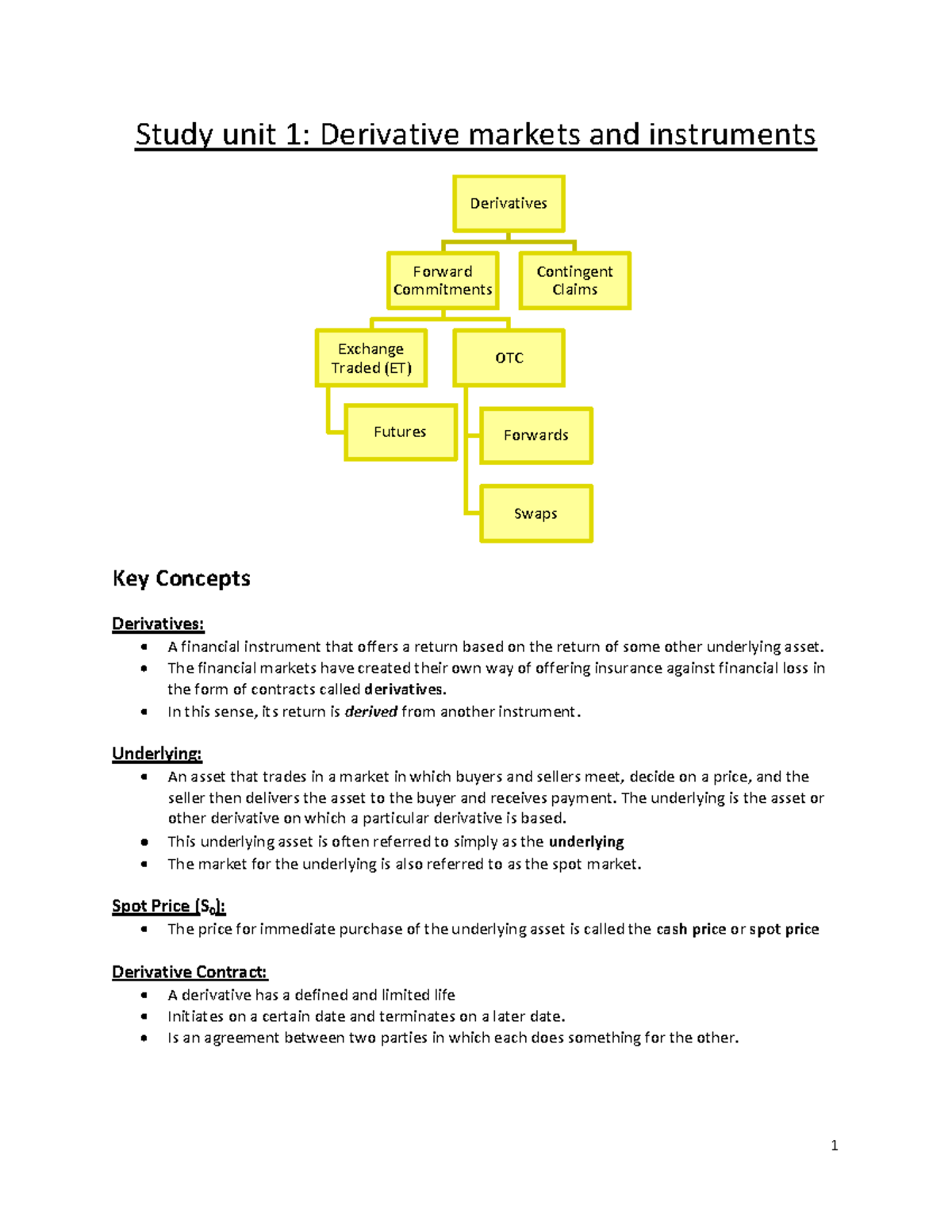 INV3703 - Study Notes on Derivative Markets and Instruments - Studocu