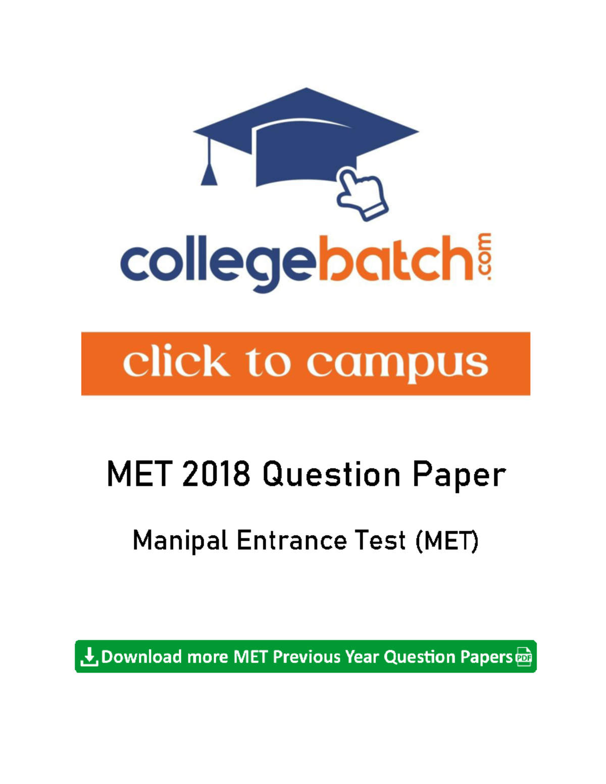 MET 2018 Solved Question Paper for Manipal Entrance Test (MET) - Studocu