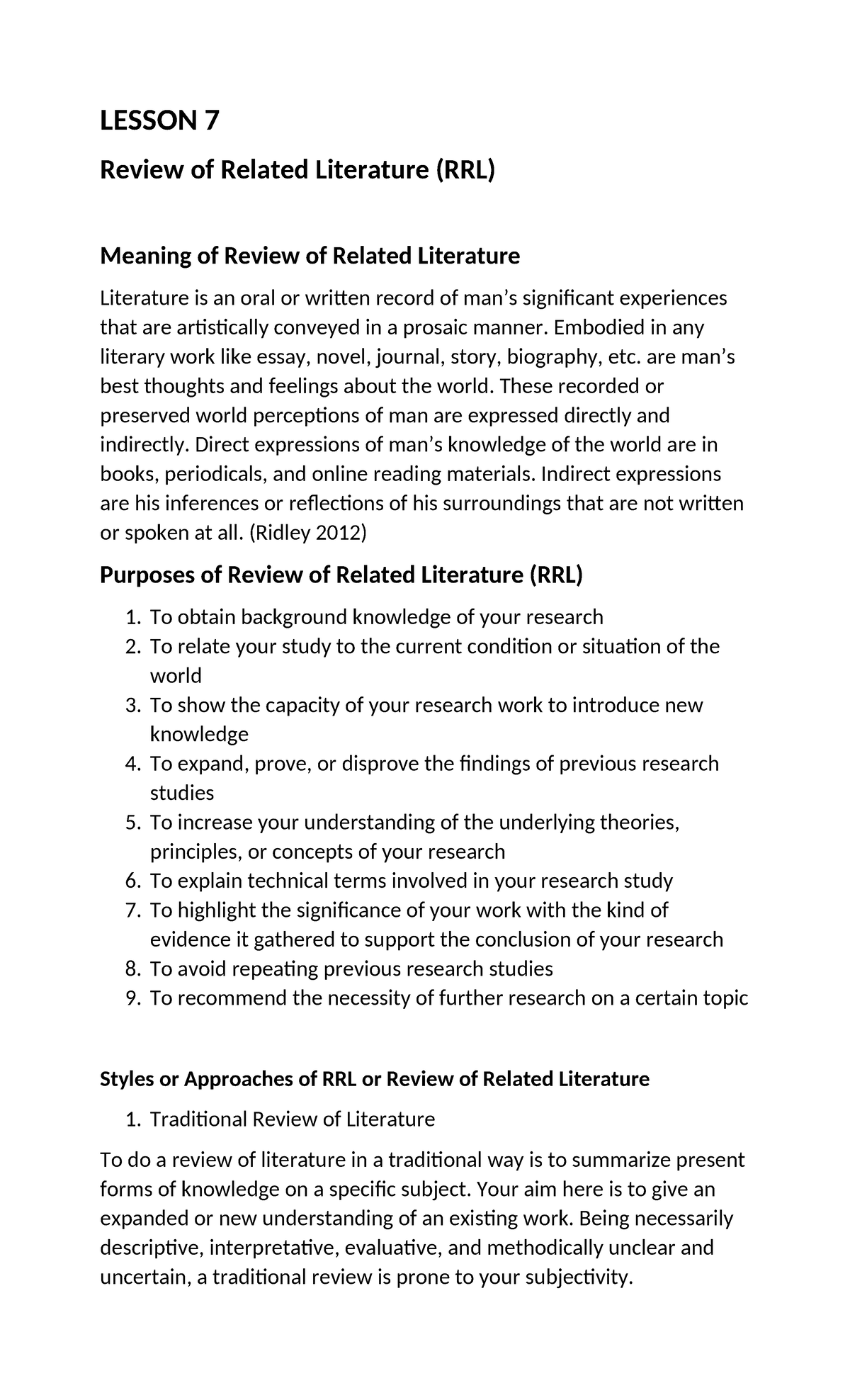 Lesson 7-9: Comprehensive Guide on Review of Related Literature (RRL ...