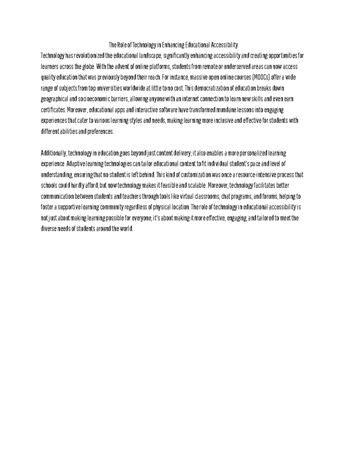 The Impact of Tech on Educational Accessibility and Inclusion - Studocu