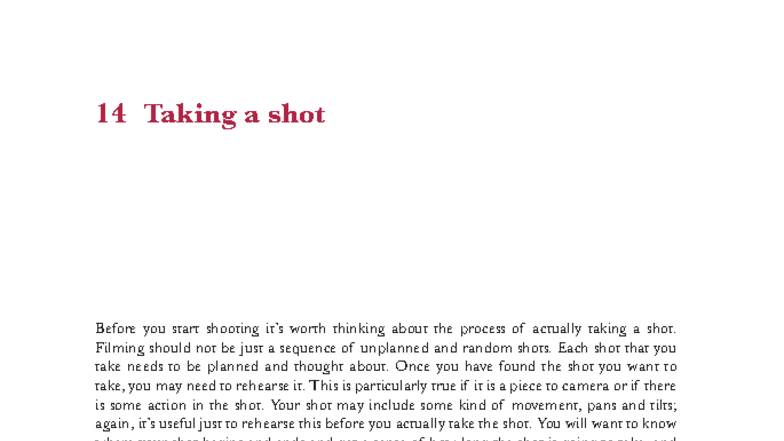 Part 2 - Chapter 14: Mastering the Shot Process in Filmmaking - Studocu
