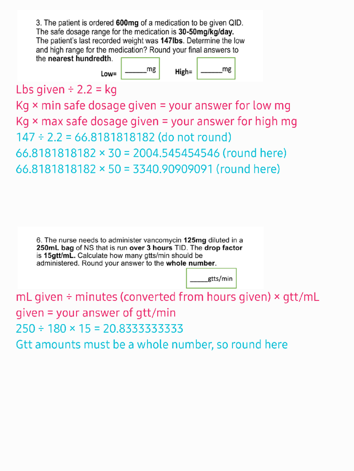 Dosage Calculation Practice Q&A for Nursing (Course Code: NUR 101 ...