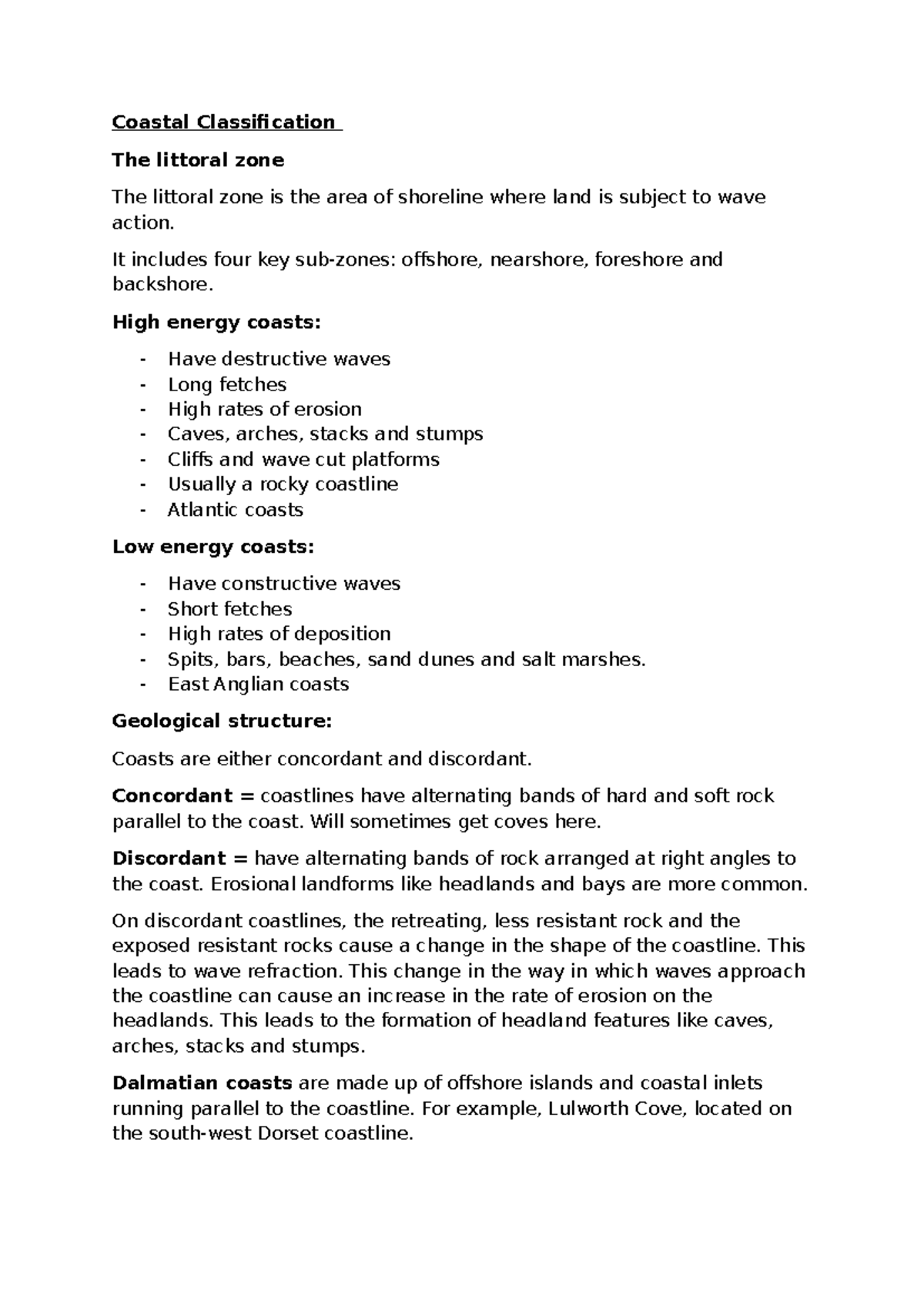 Coastal Classification - It includes four key sub-zones: offshore ...