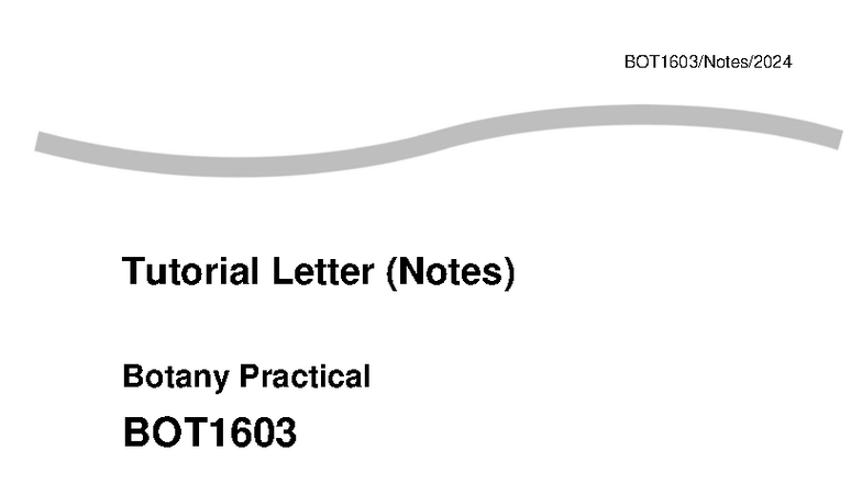 BOT1603 Practical Tutorial Notes for Botany 2024 Module - Studocu