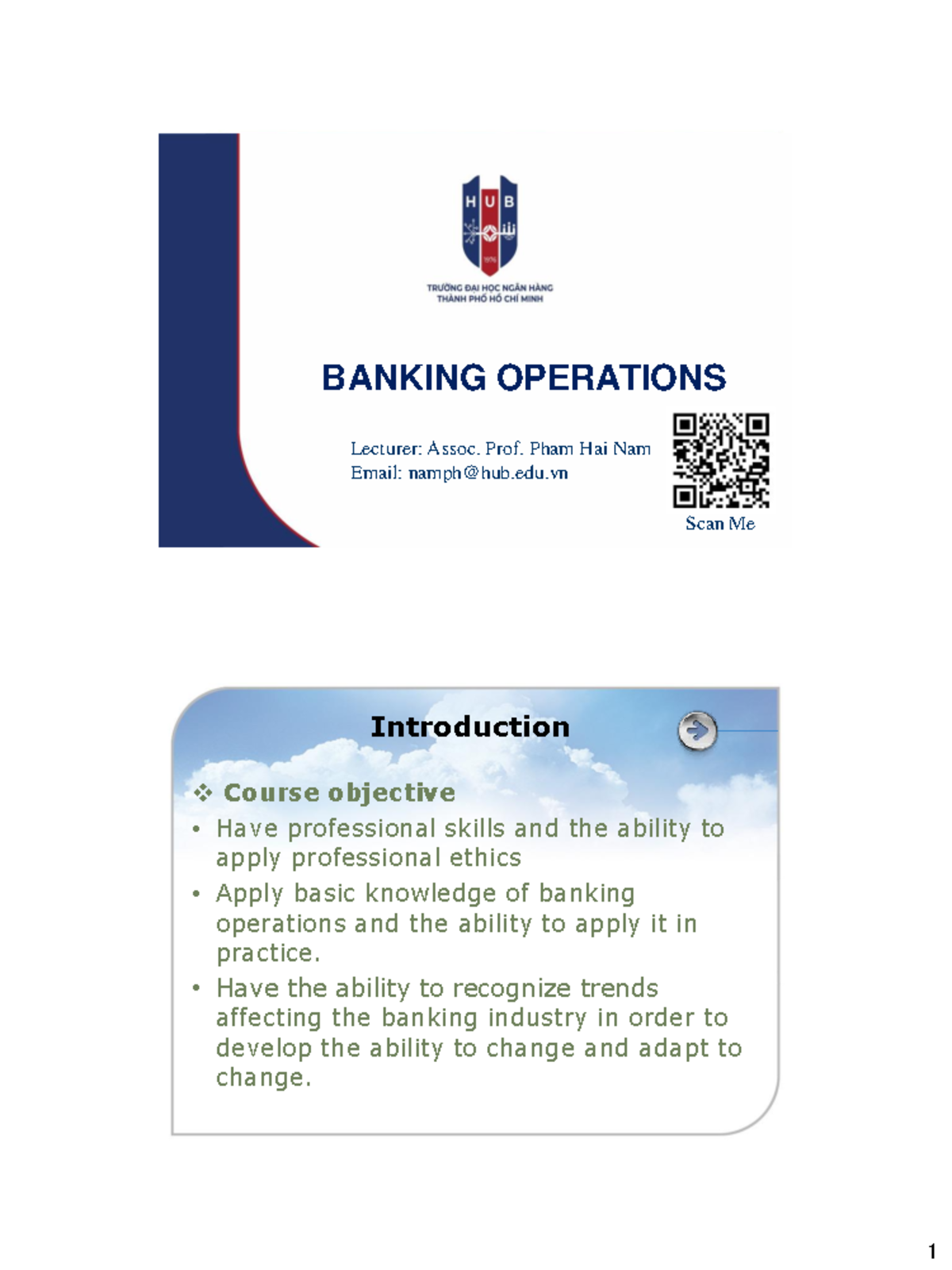LOGO BANKING OPERATIONS - Chapter 1 Overview of Banking Operations ...