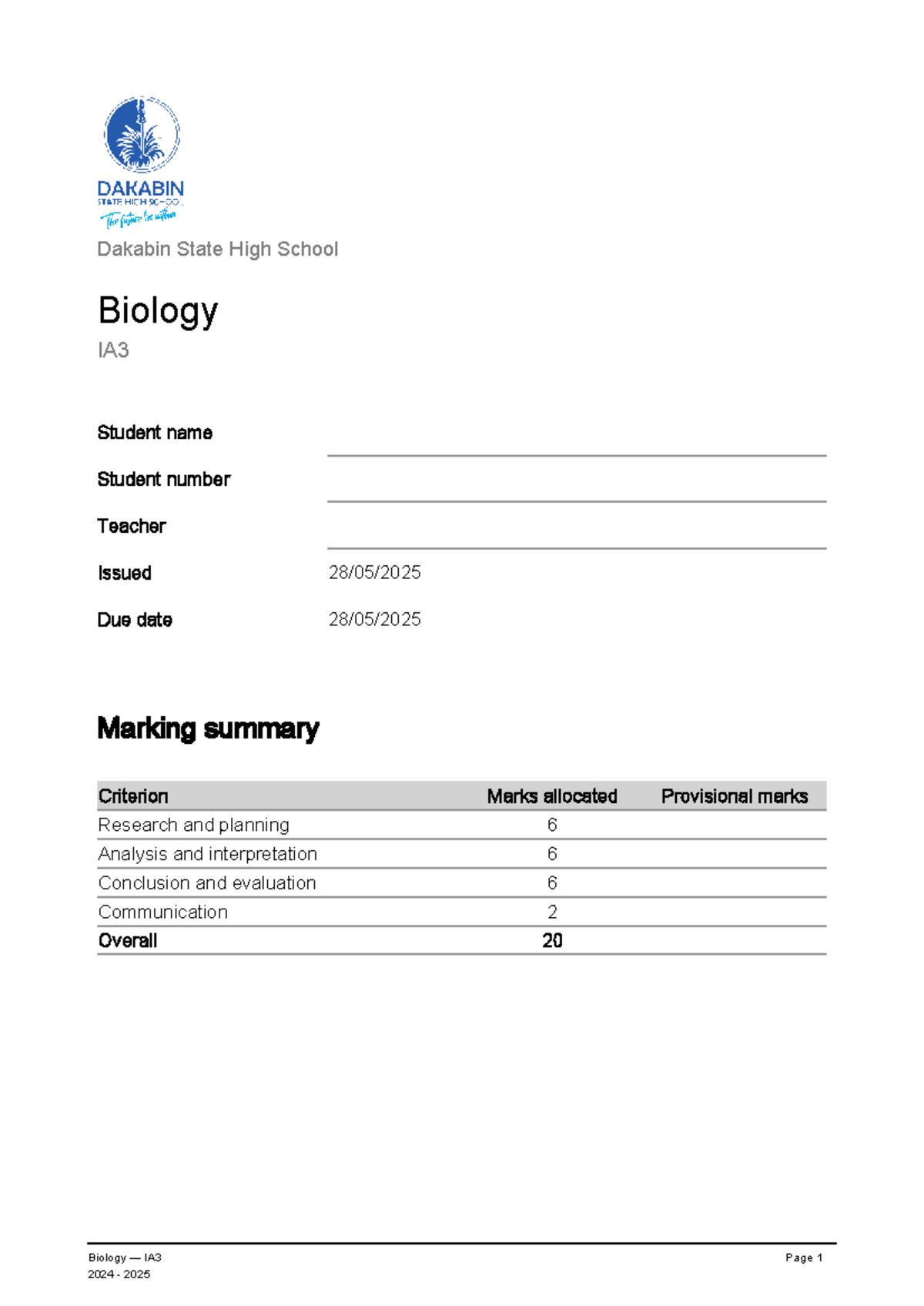 Biology IA3 Task Sheet: Research Investigation on DNA & Life Continuity ...