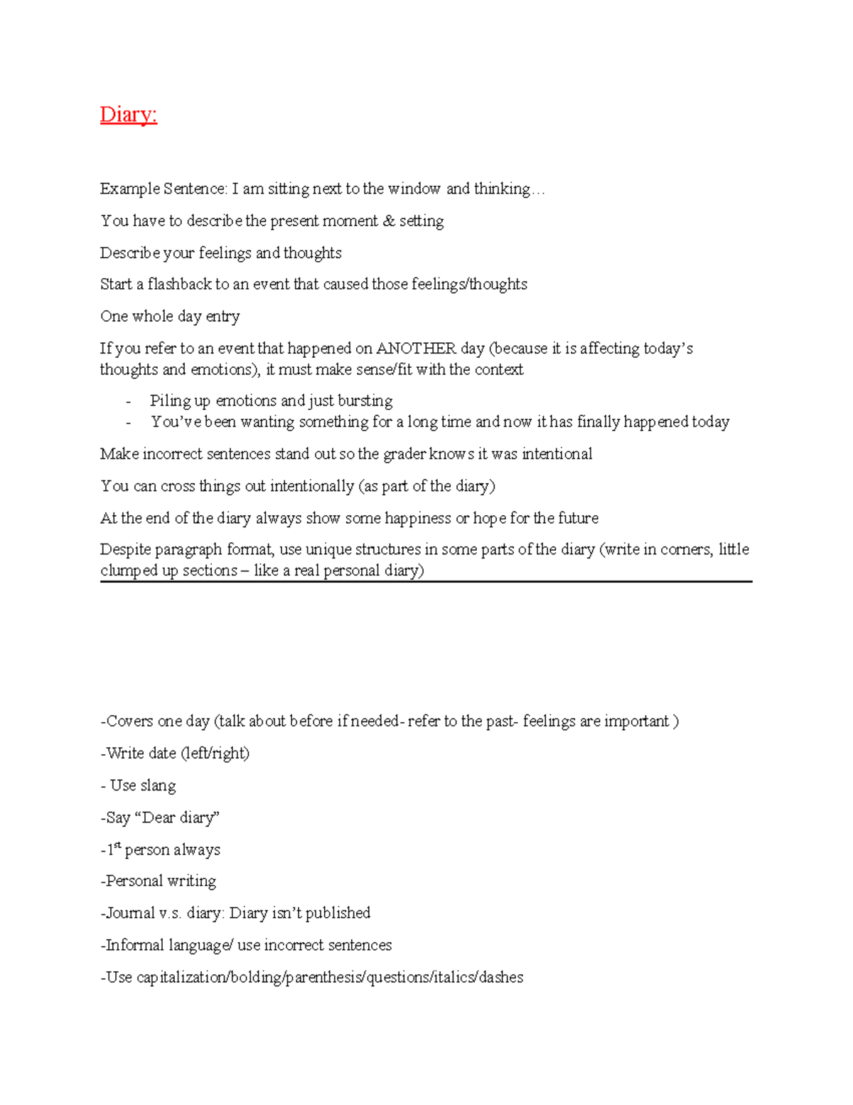 Diary+Notes+updated+%281%29 - Diary: Example Sentence: I am sitting ...