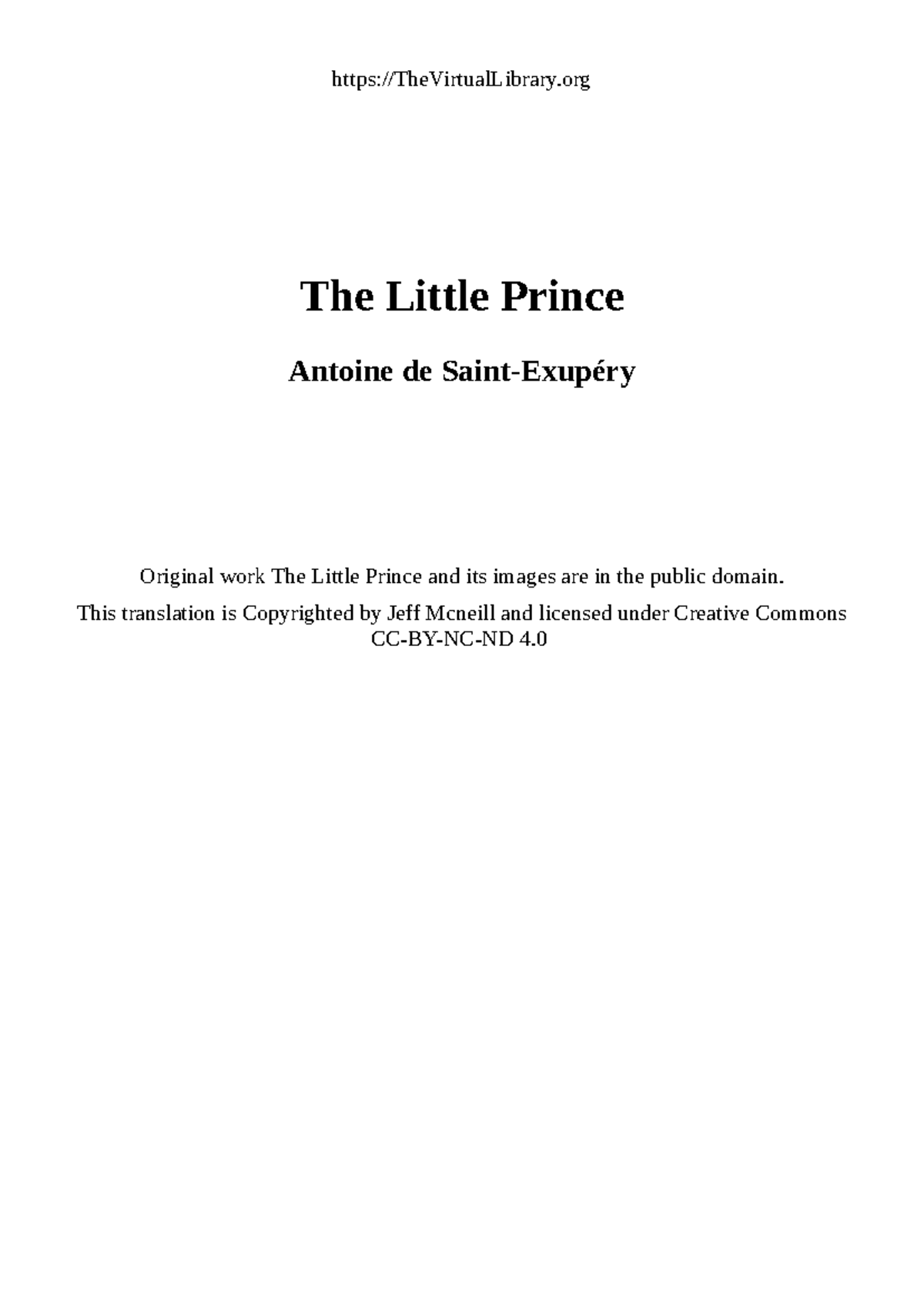 The Little Prince by Antoine de Saint-Exupéry - PDF Edition - Document Preview