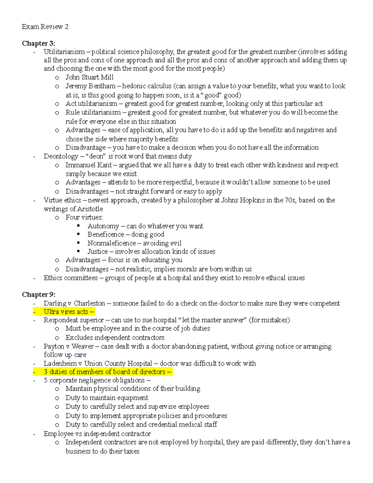Exam Review 2 - Key Concepts in Ethics & Case Law (PHIL 101) - Studocu