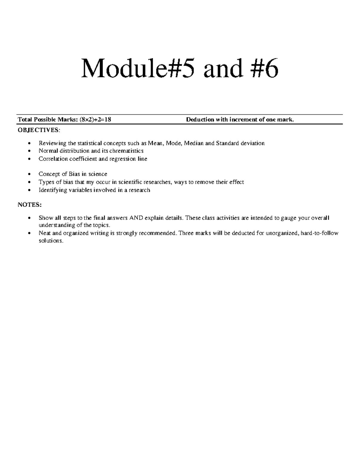 Module 5 Class Activities: Stats Concepts & Bias Evaluation - Studocu