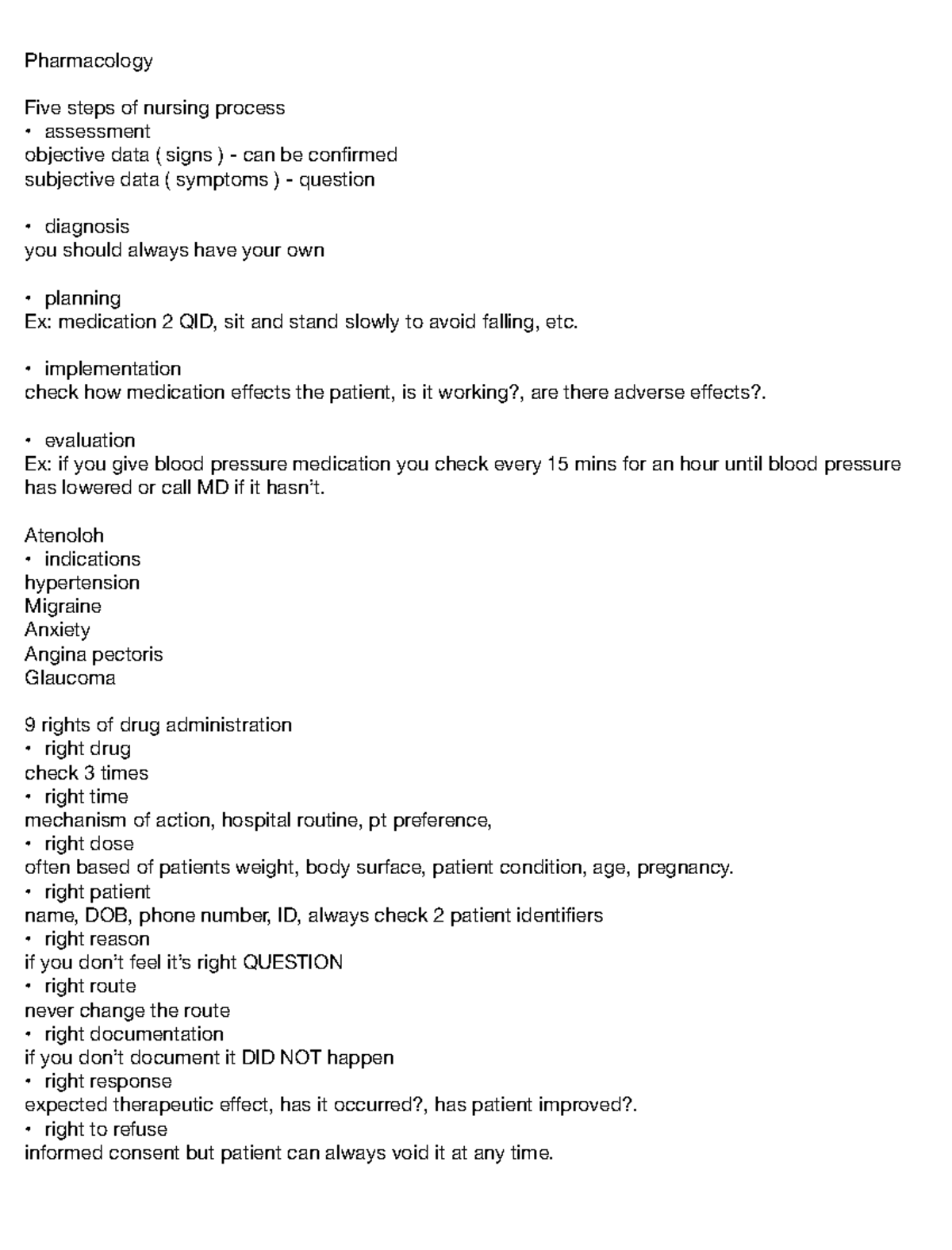 Pharmacology 101: Nursing Process & Drug Management Overview - Studocu