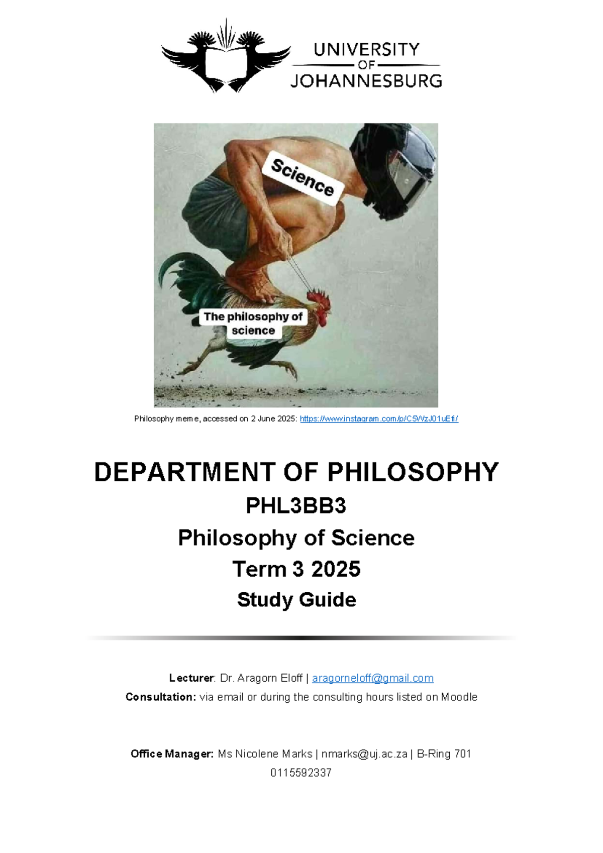 PHL3BB3 Philosophy of Science Term 3 2025 Study Guide - Studocu