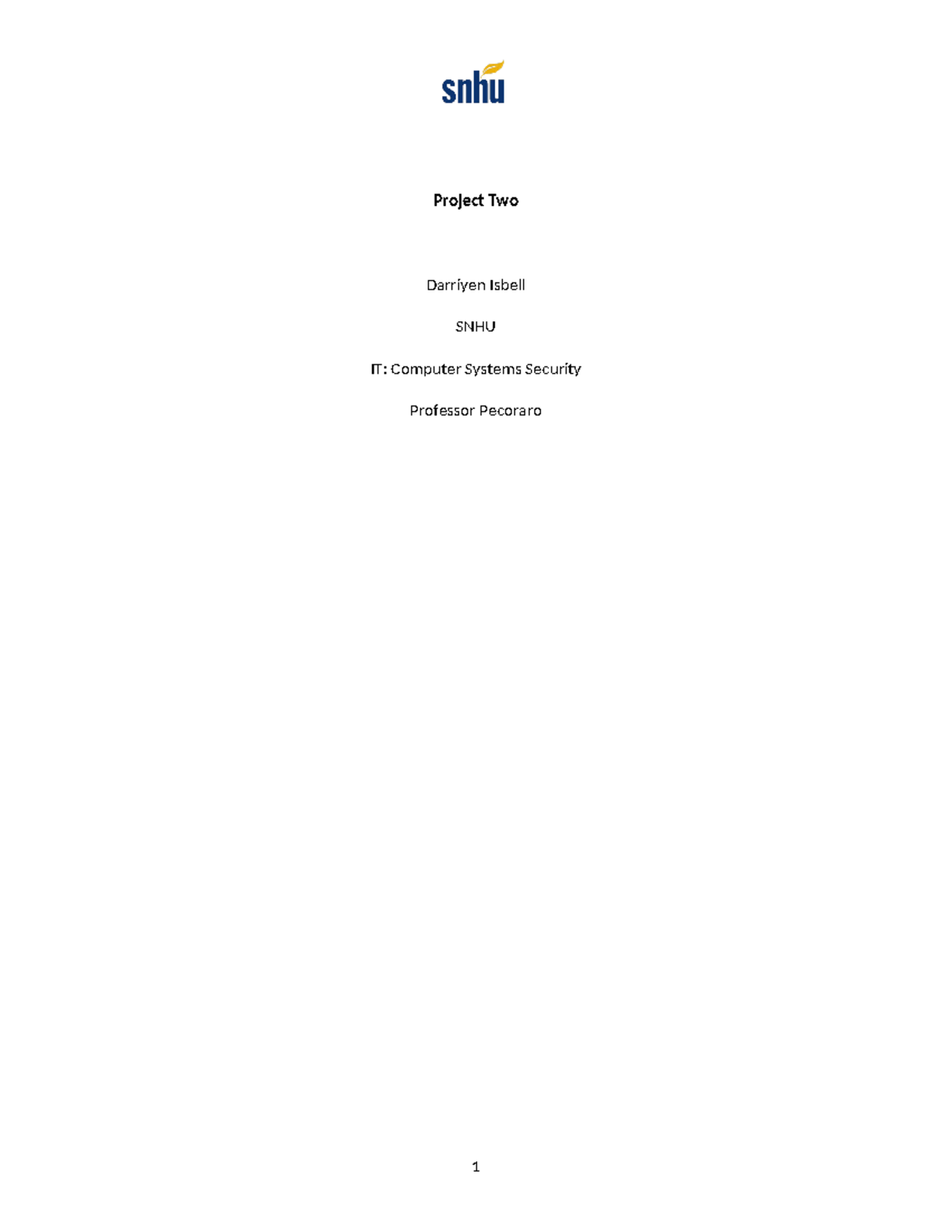IT 253 Project Two Security Plan - Project Two Darriyen Isbell SNHU IT ...