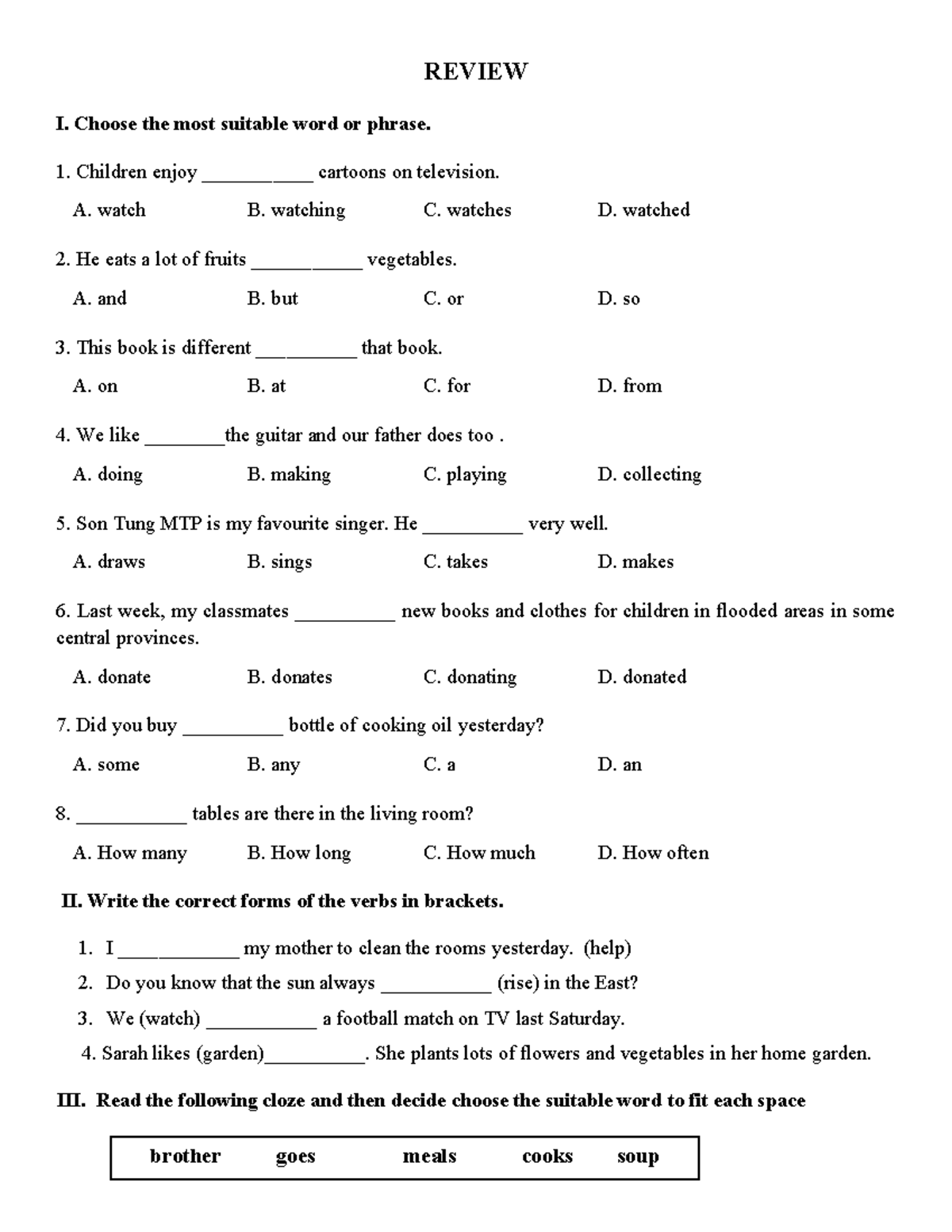ON TAP 7 - Review Vocabulary and Grammar Exercises - Studocu