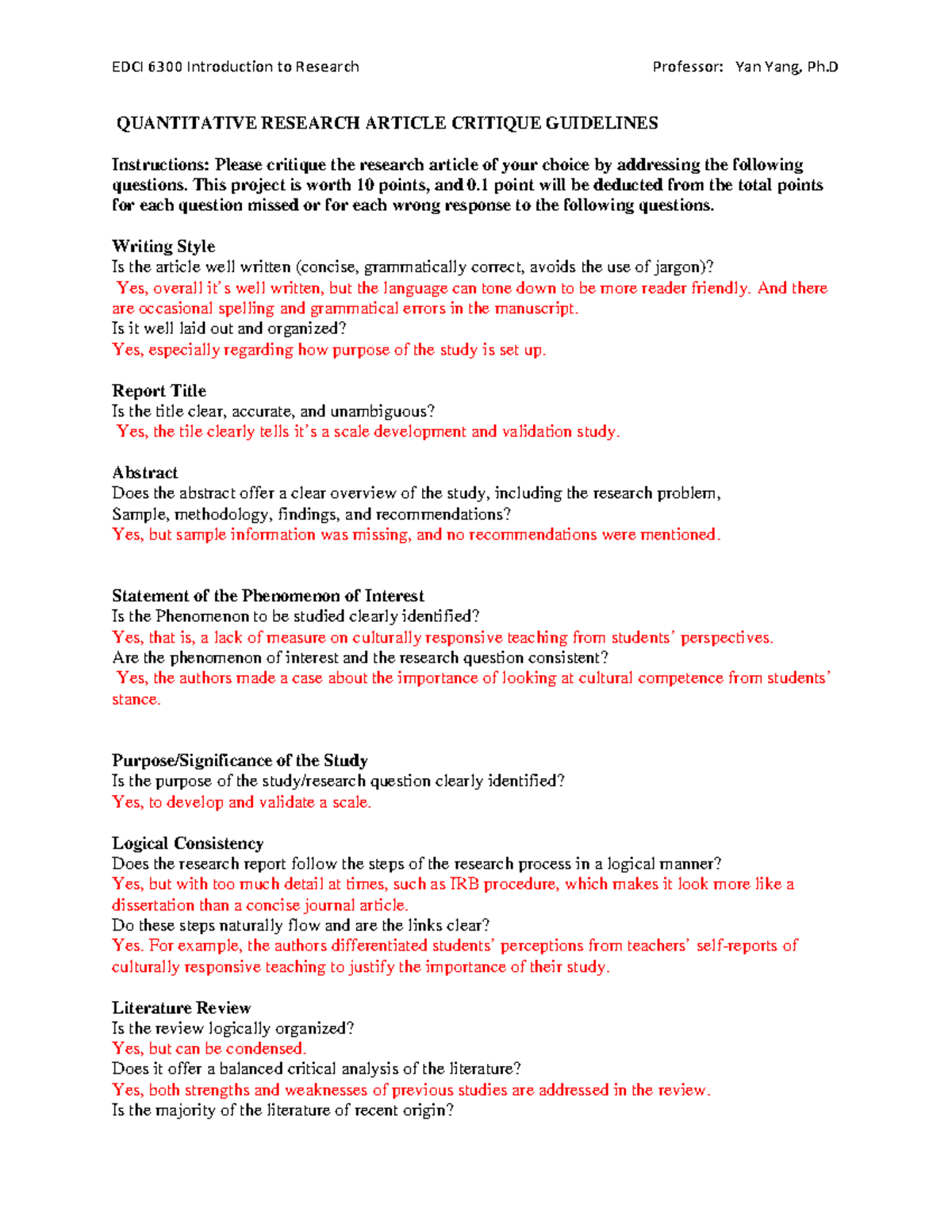 EDCI 6300 Quantitative Research Article Critique Guidelines - Studocu