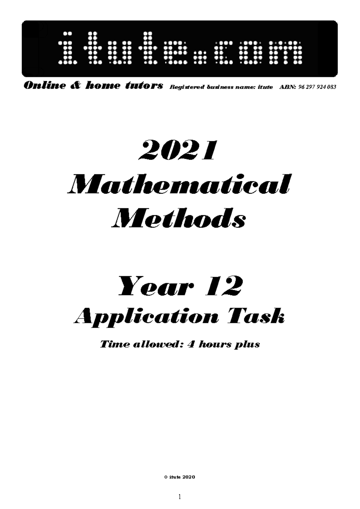 2021 Mathematical Methods Year 12 Application Task: Bicycle Path Design ...