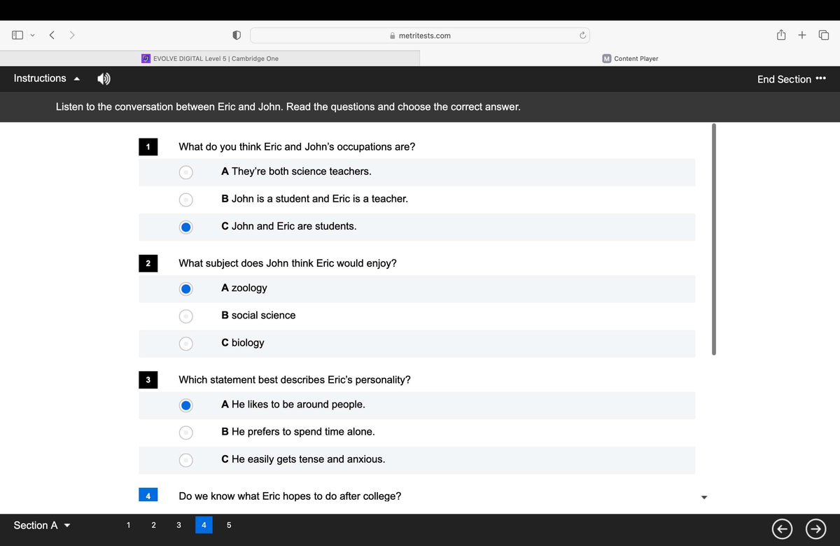 Nivel 5 Examen Parcial 1 - U EVOLVE DIGITAL Cambridge One M - Document Preview