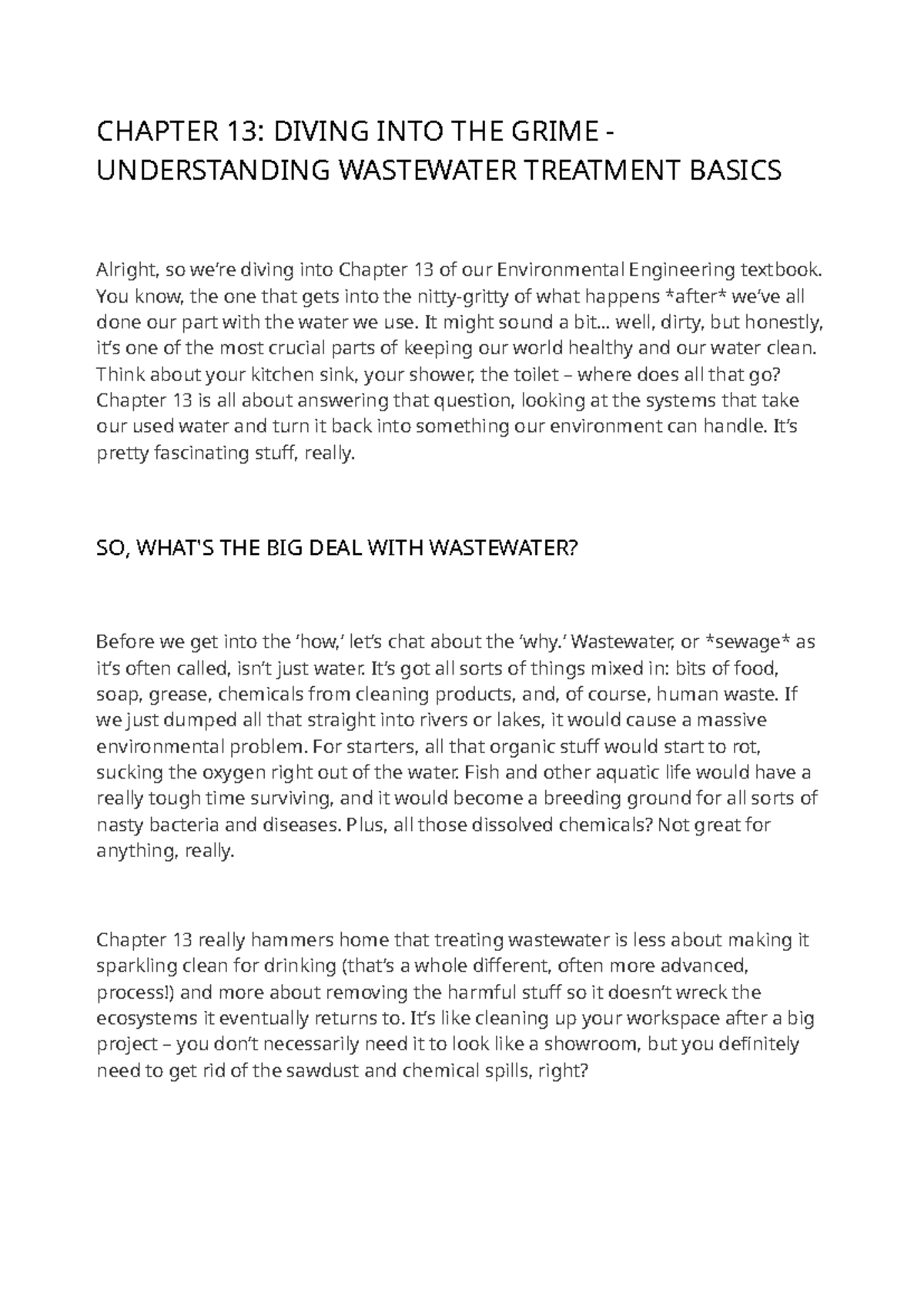CHAPTER 13 REVIEW: UNDERSTANDING WASTEWATER TREATMENT BASICS - Studocu