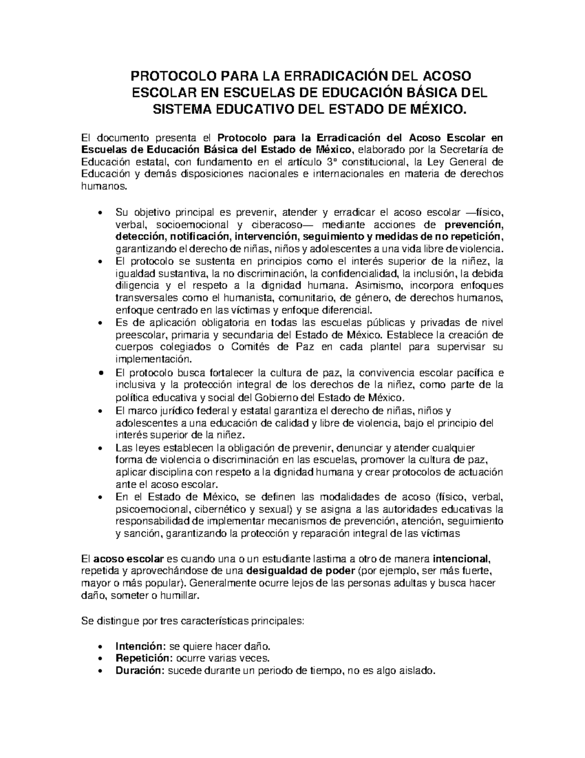 Protocolo para Erradicar el Acoso Escolar en Educación Básica del ...