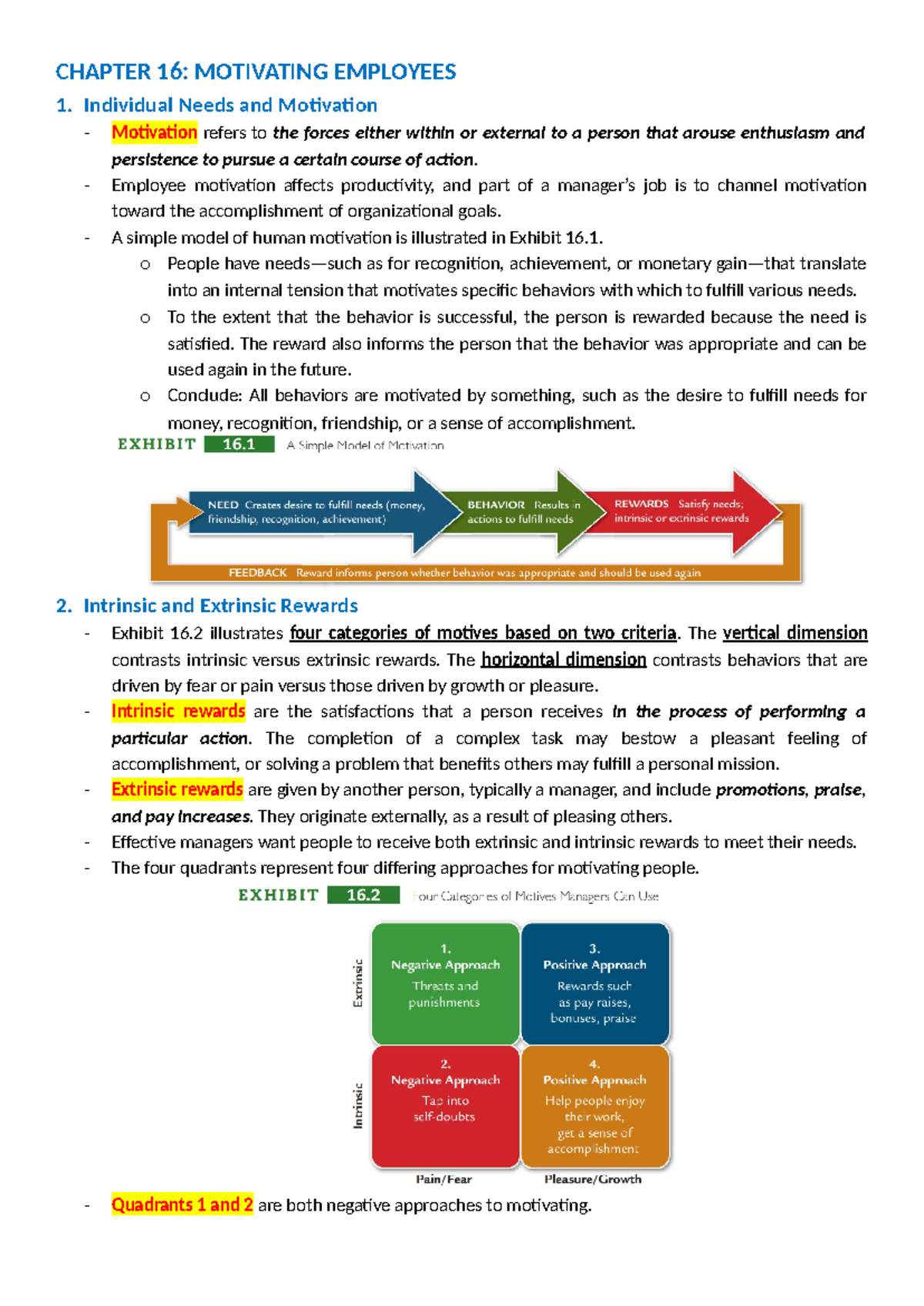 Chapter 16 - adbbbbb - CHAPTER 16: MOTIVATING EMPLOYEES 1. Individual ...