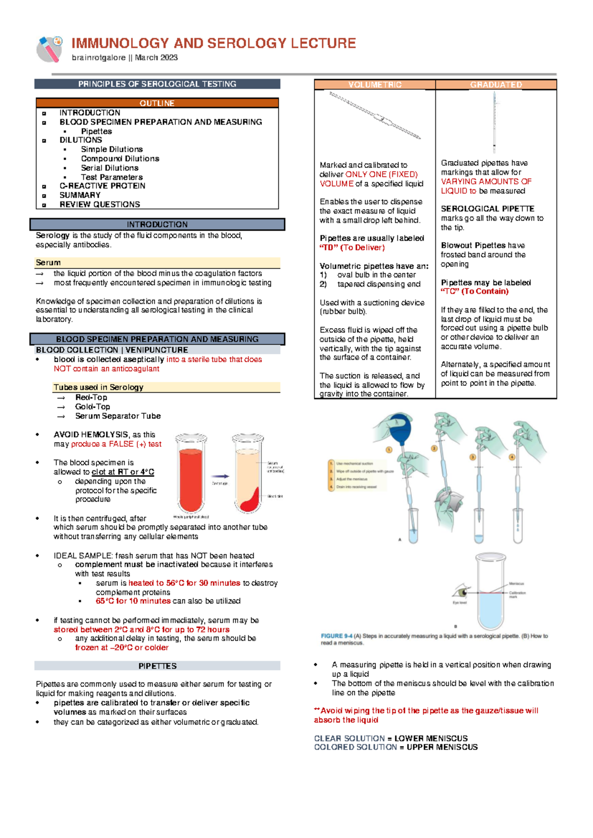 IMMUNOLOGY AND SEROLOGY LECTURE: Principles of Serological Testing ...