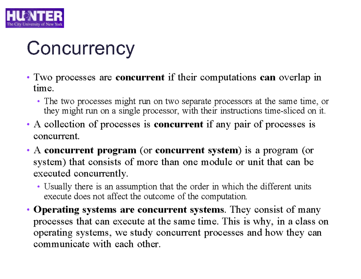 Concurrency and IPC in CSCI 34000: Processes and Communication - Studocu