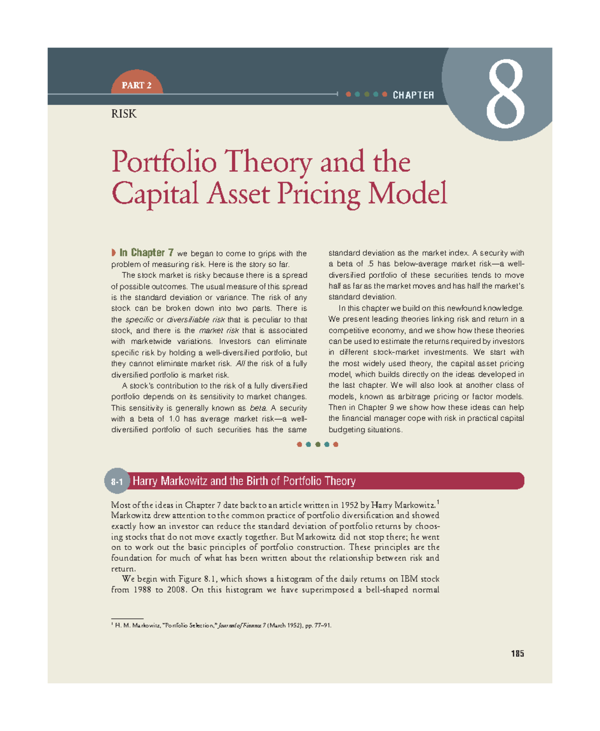 Chapter 8: Portfolio Theory & Capital Asset Pricing Model (CAPM) - Studocu