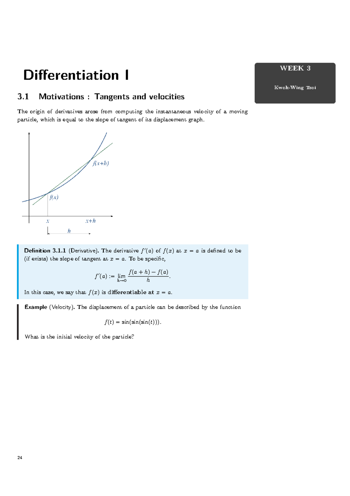 Year111 Cal1 W3 - Differentiation Concepts and Examples - Studocu