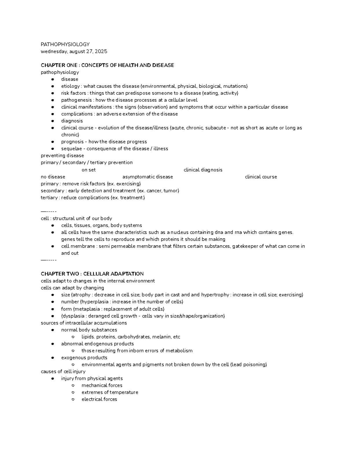 PATHOPHYSIOLOGY 101: FLUIDS & ELECTROLYTES NOTES - Studocu
